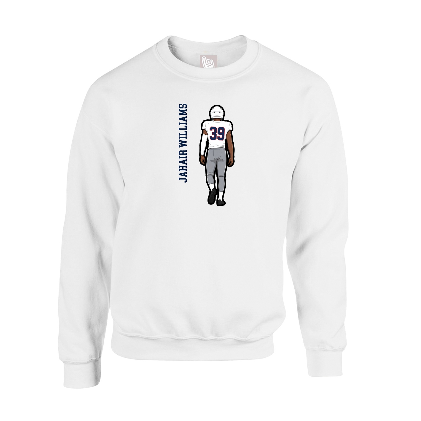 Fleece Crew — Name Vertical in White
