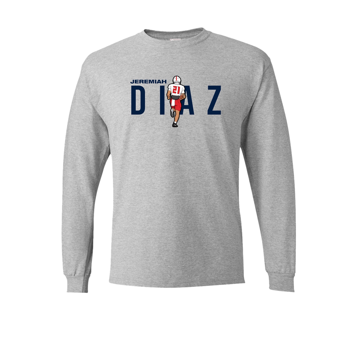 Long Sleeve Tee — Player Name in Grey