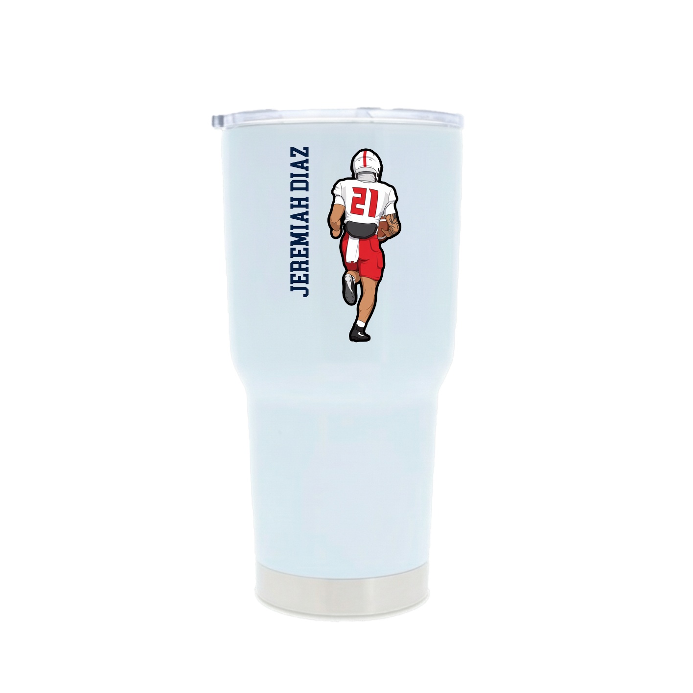 30oz Stainless Steel Tumbler — Name Vertical in White