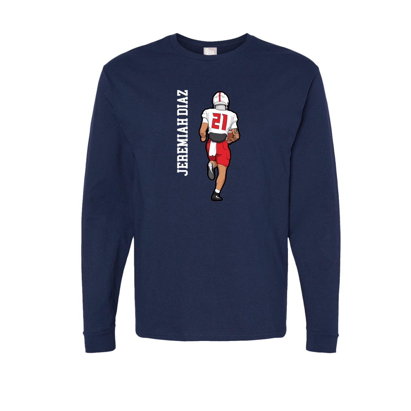 Long Sleeve Tee — Name Vertical in Navy