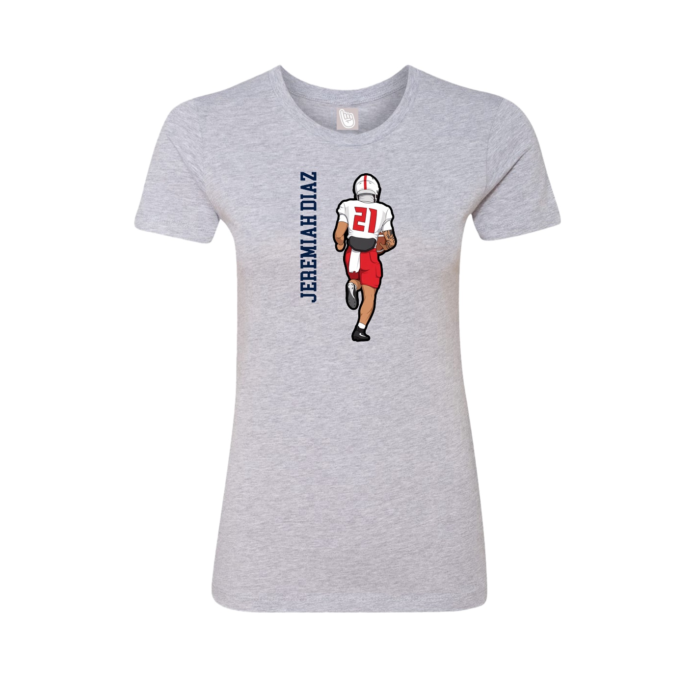 Fitted Women's Tee — Name Vertical in Grey