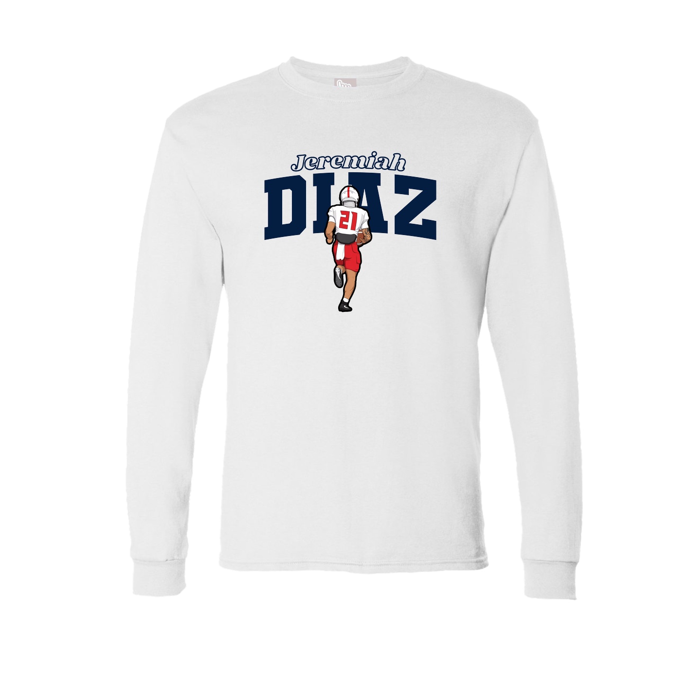 Long Sleeve Tee — Name Arch in White