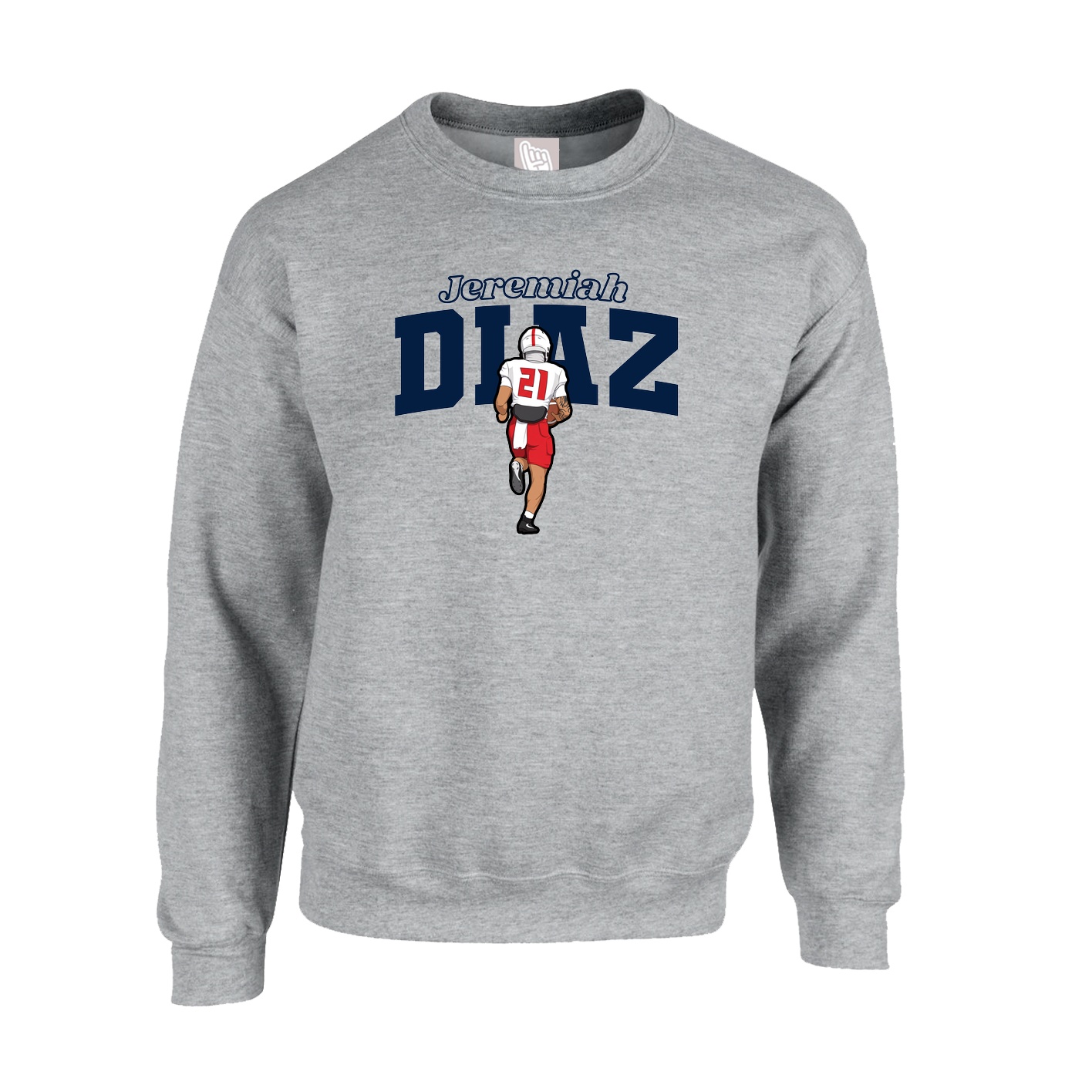 Fleece Crew — Name Arch in Grey