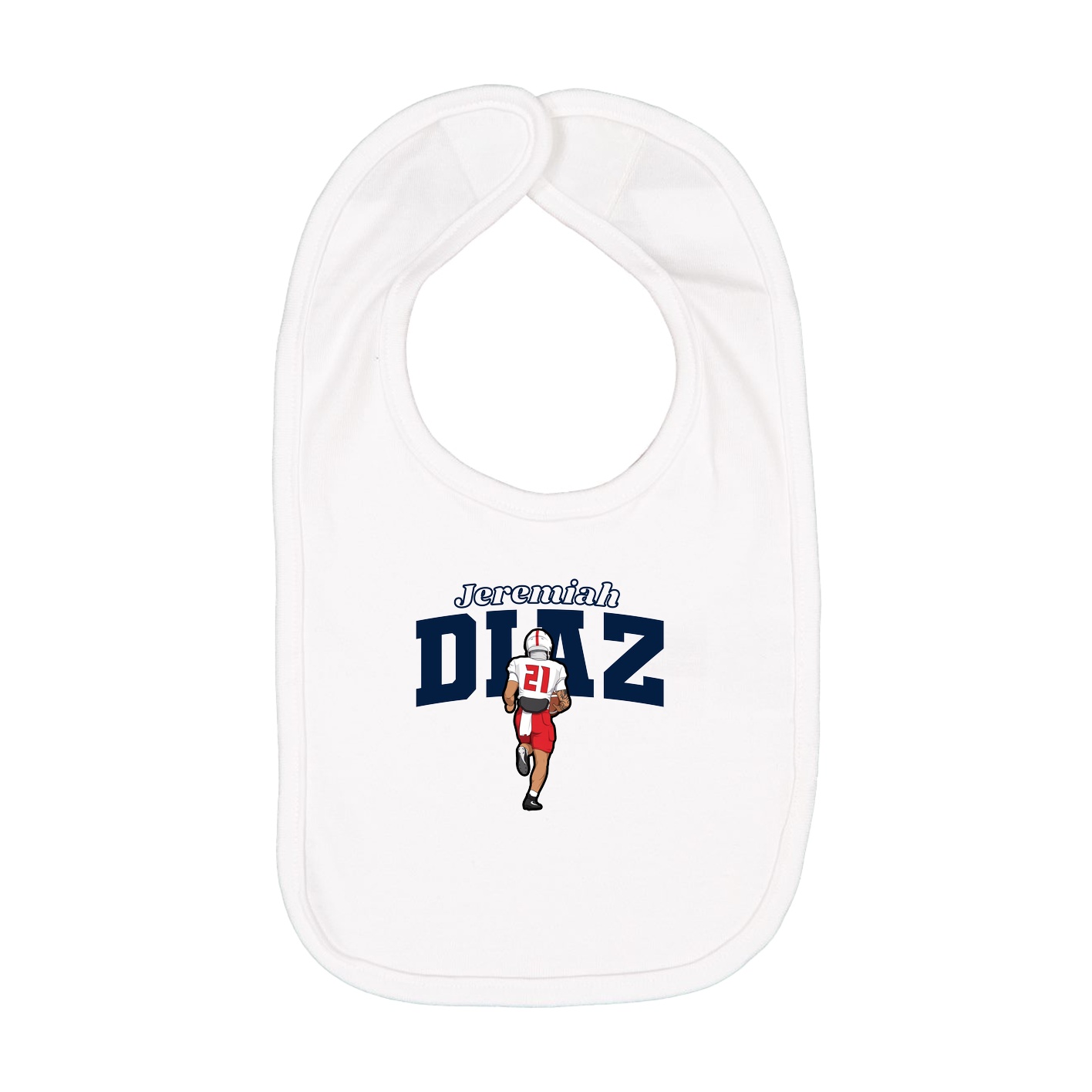 Infant Bib — Name Arch in White