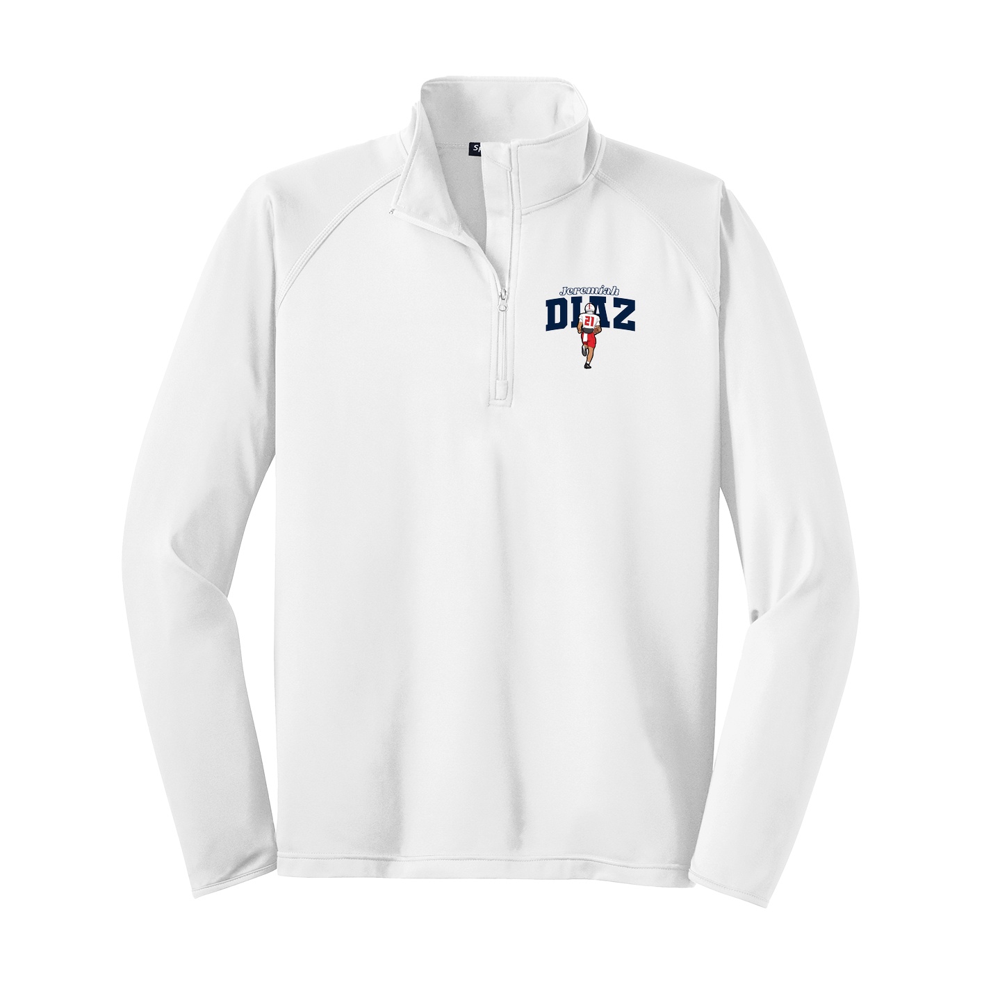 Q-Zip Pullover — Name Arch in White