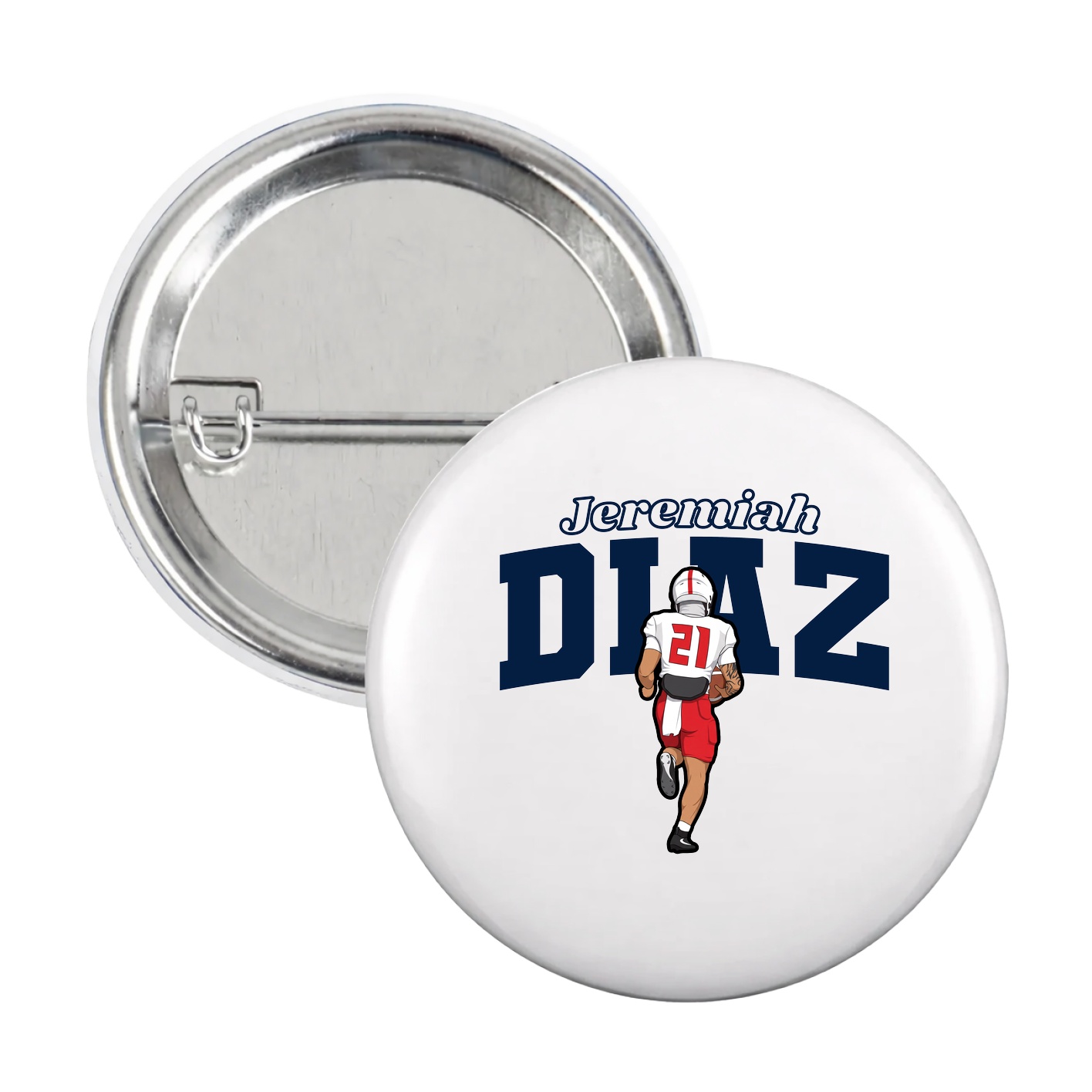 Game Day Button — Name Arch in White