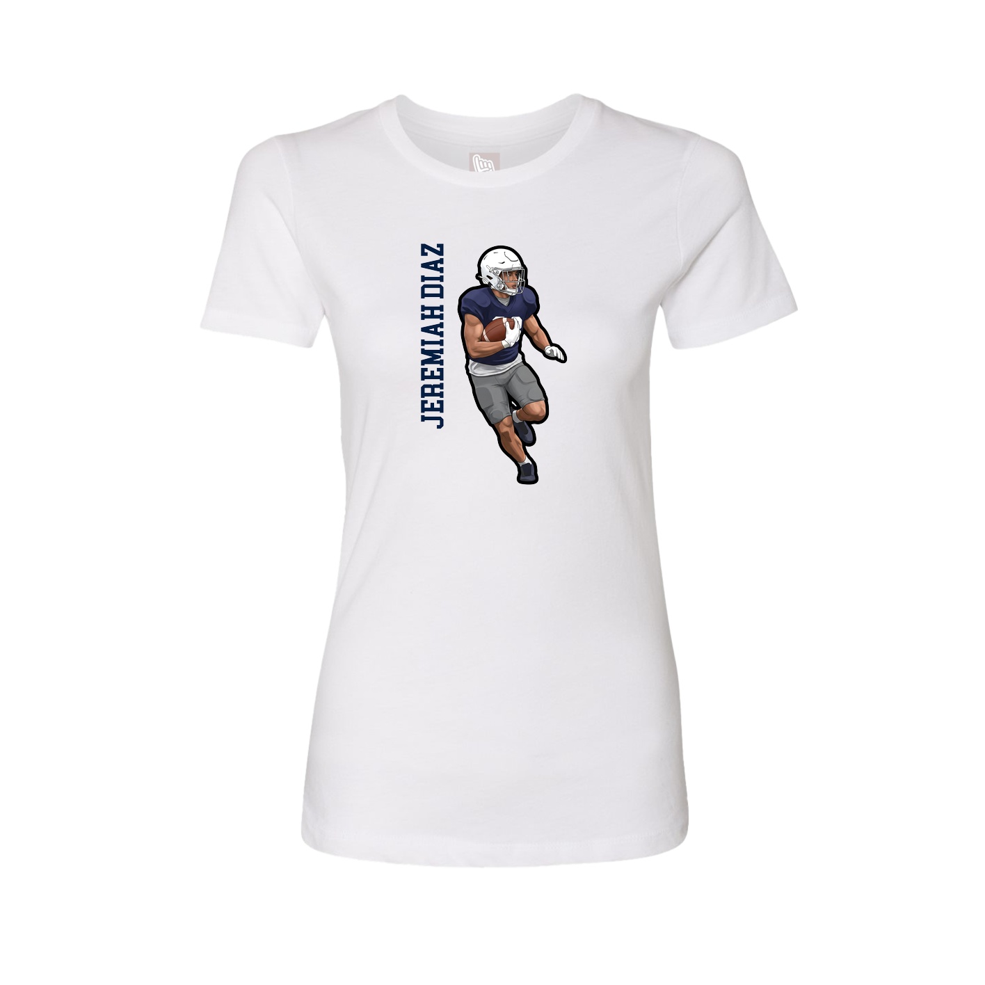 Womens Tee — Name Vertical in White