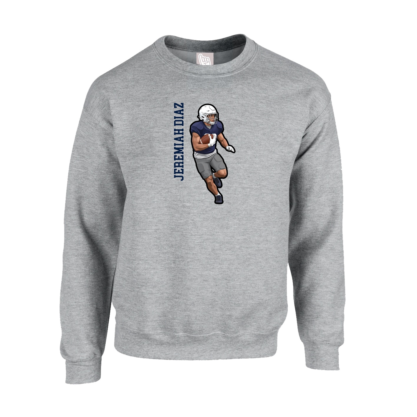 Fleece Crew — Name Vertical in Grey