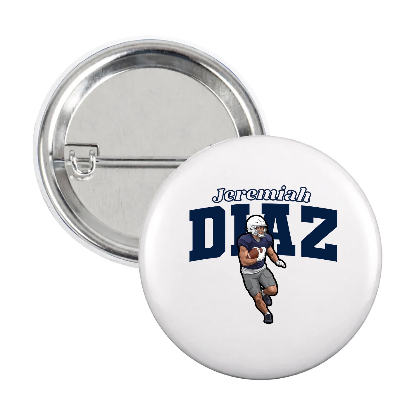 Game Day Button — Name Arch in White