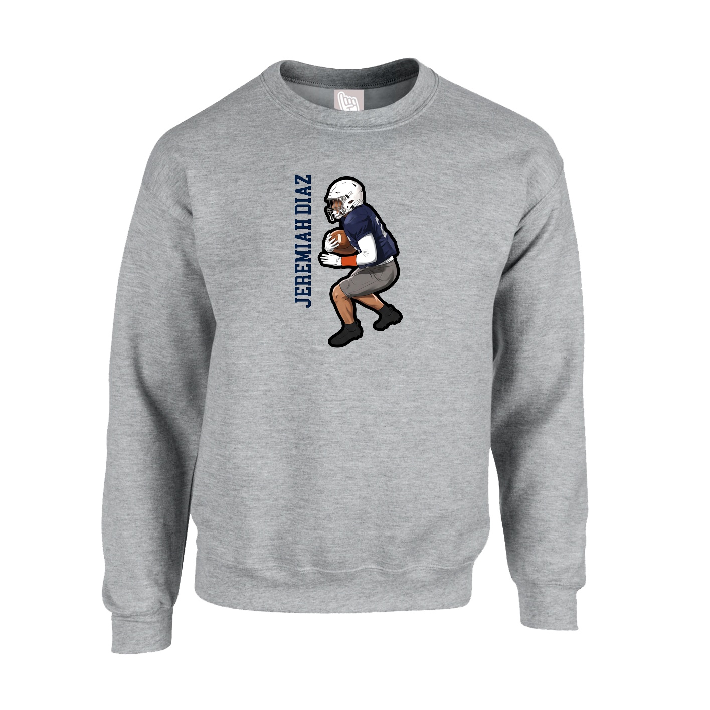 Fleece Crew — Name Vertical in Grey