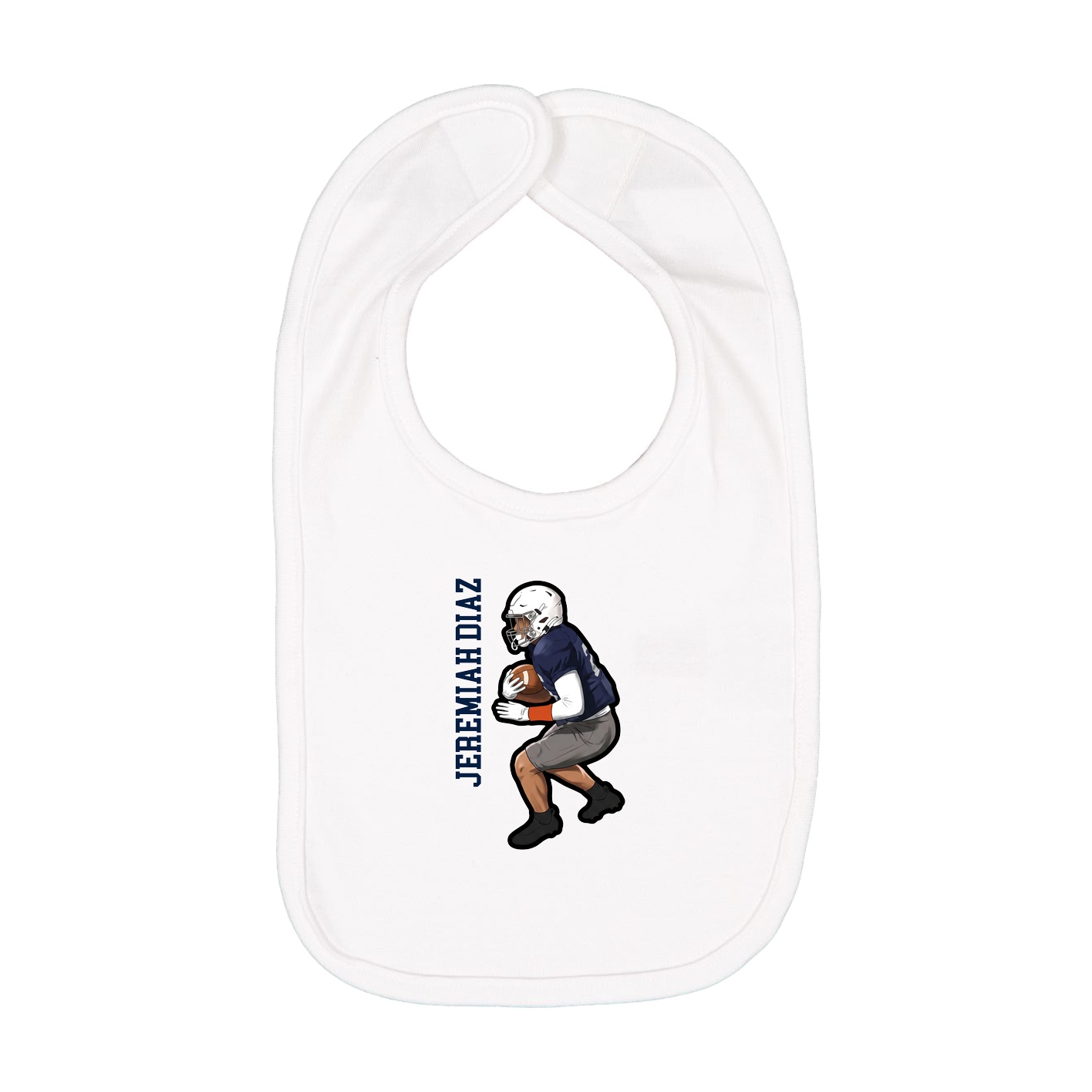 Infant Bib — Name Vertical in White