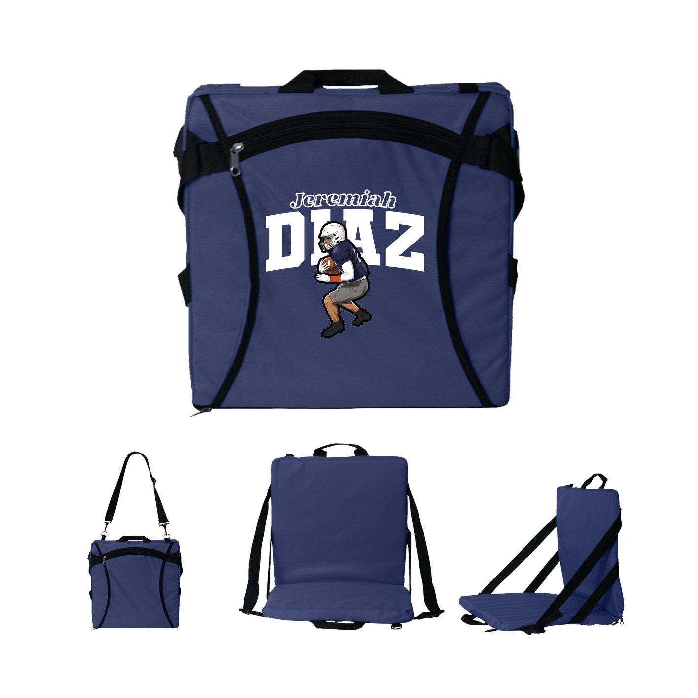 Folding Stadium Seat — Name Arch in Navy