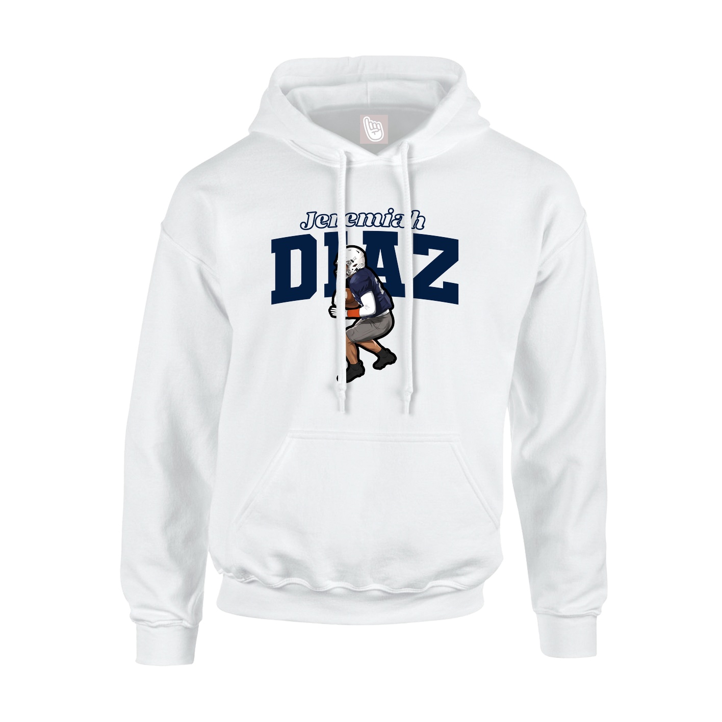 Youth Hoodie — Name Arch in White