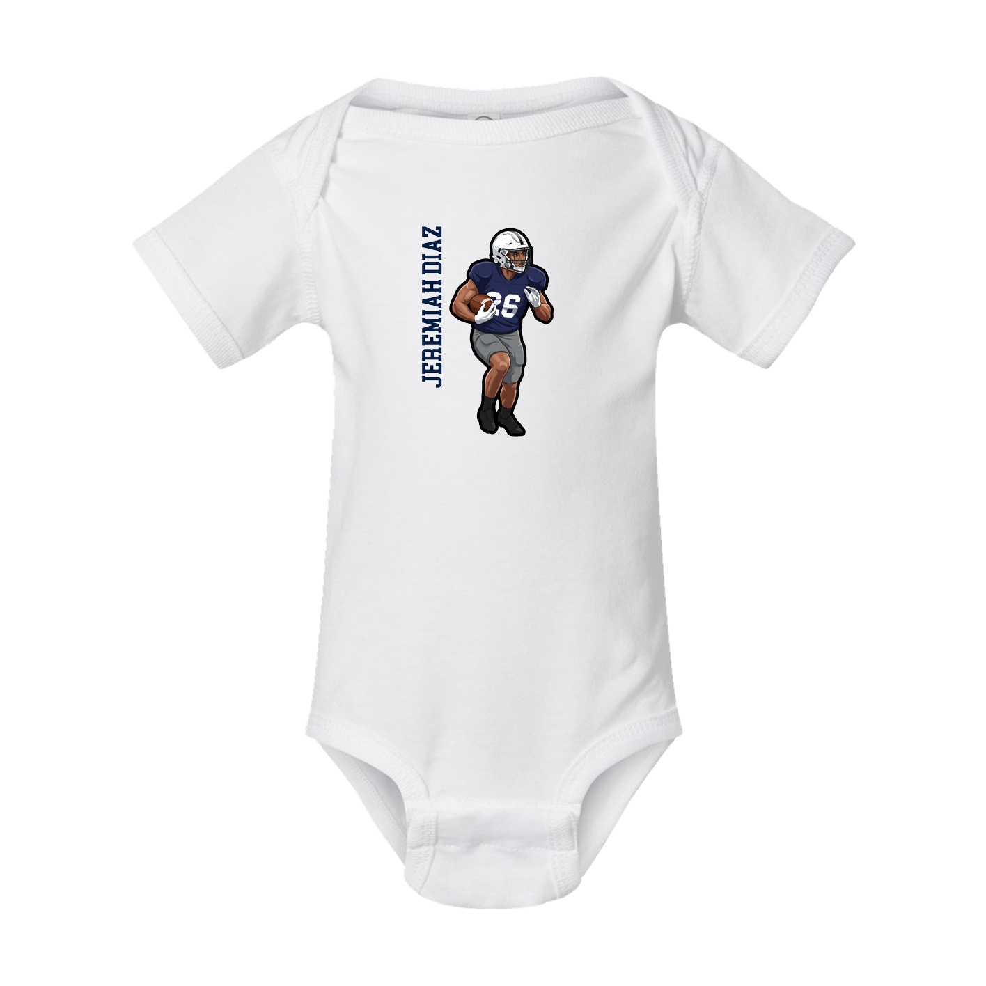 Baby Onesie — Name Vertical in White