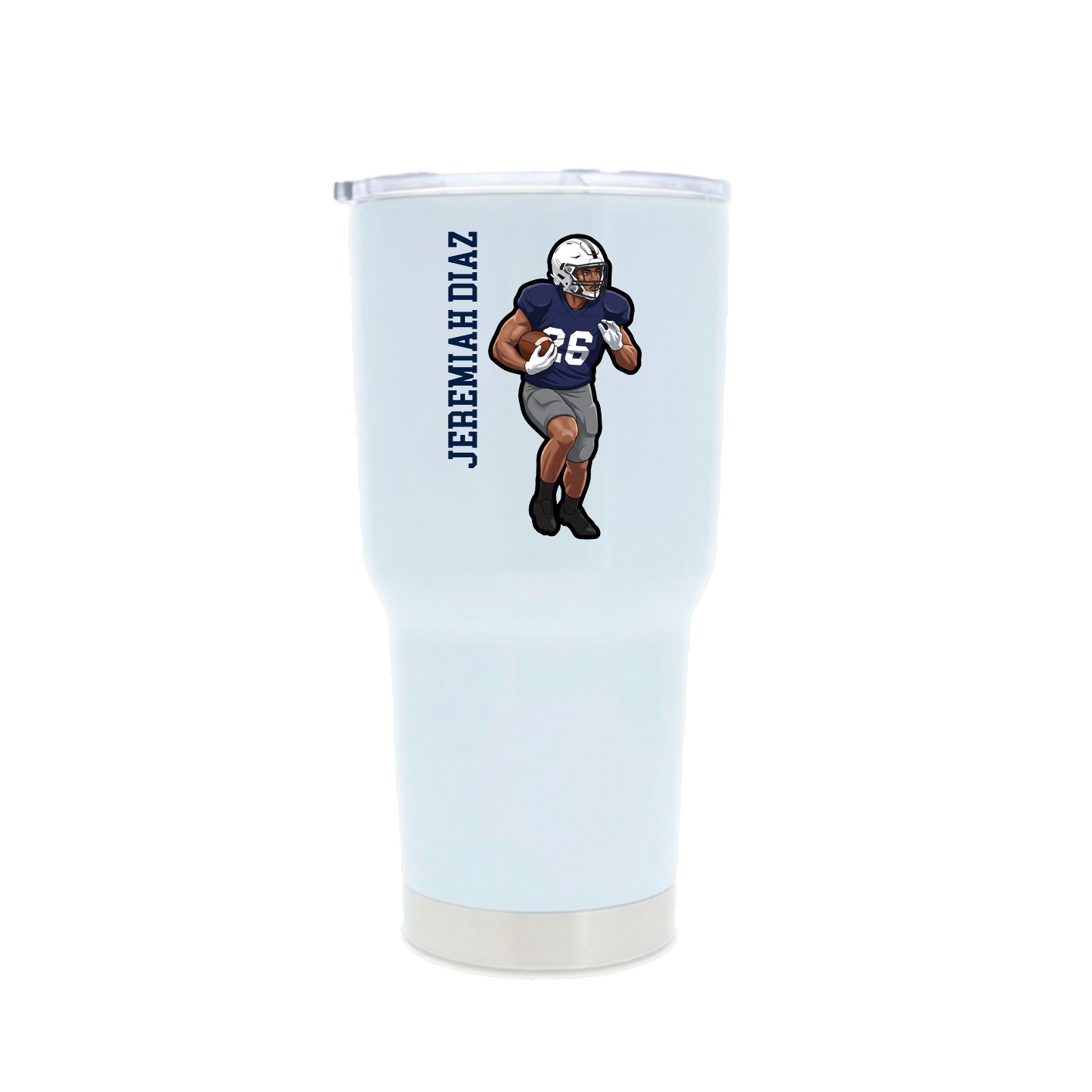 30oz Stainless Steel Tumbler — Name Vertical in White