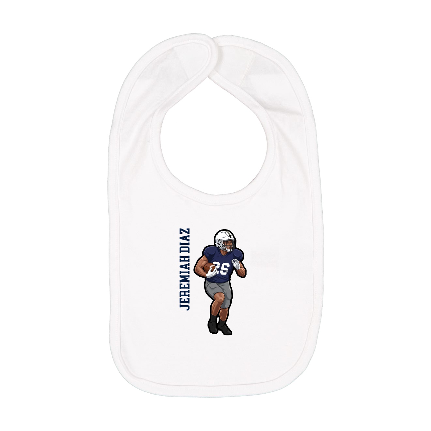 Infant Bib — Name Vertical in White
