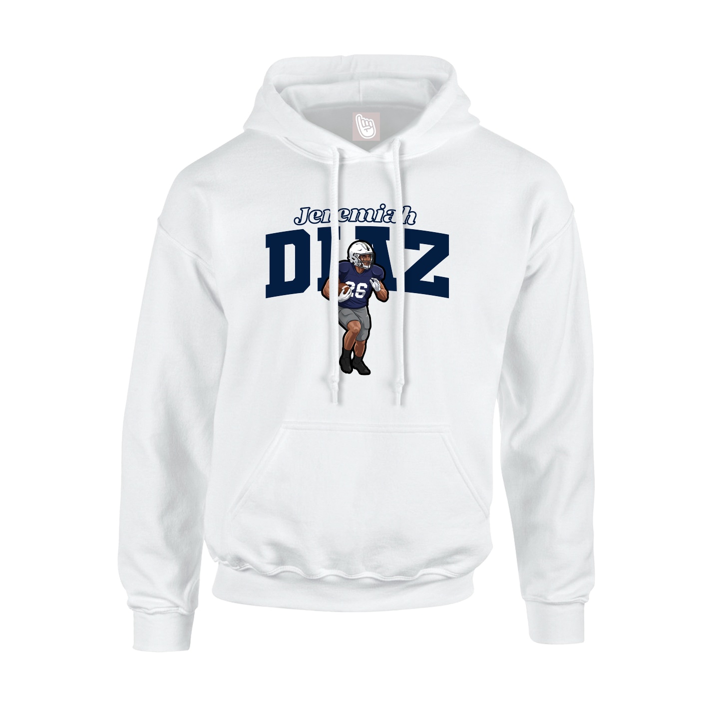 Youth Hoodie — Name Arch in White
