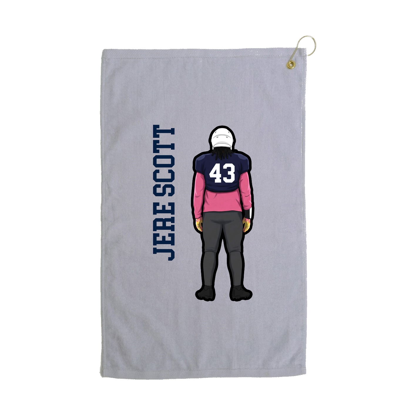Golf Towel — Name Vertical in Grey