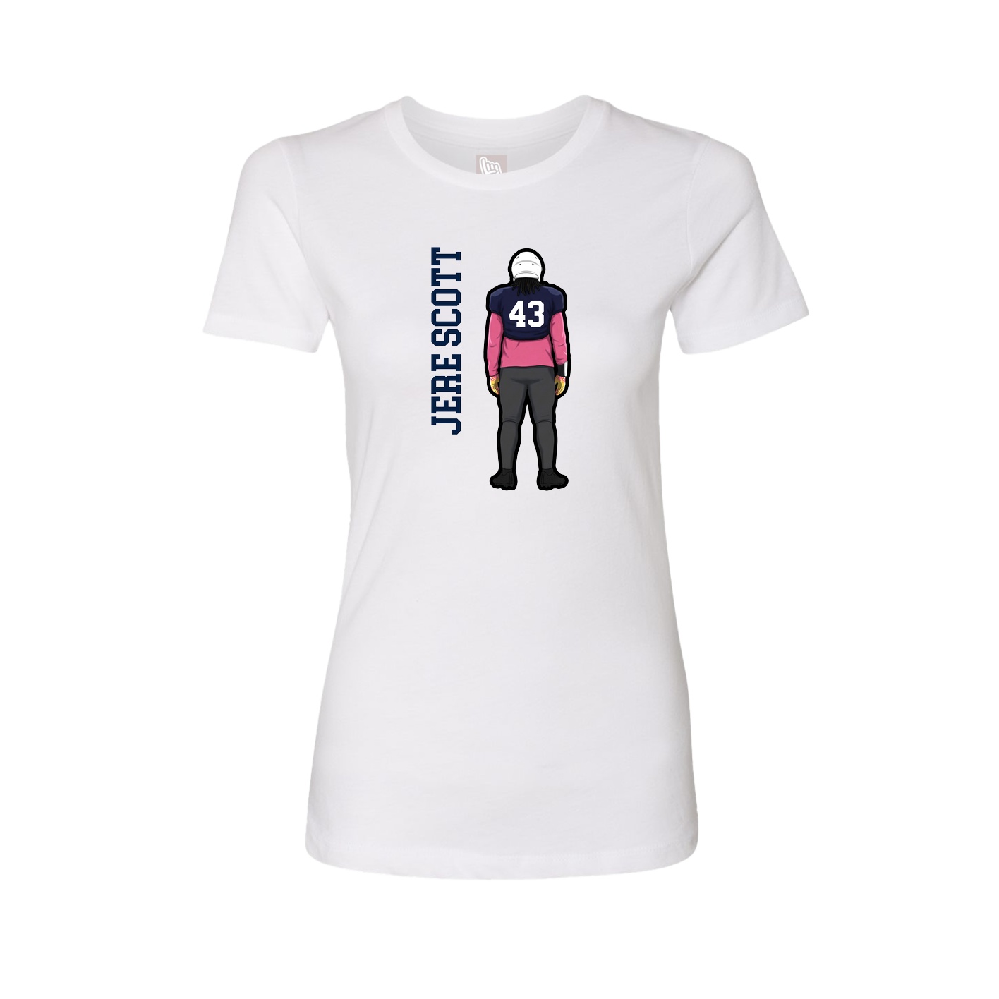 Fitted Women's Tee — Name Vertical in White