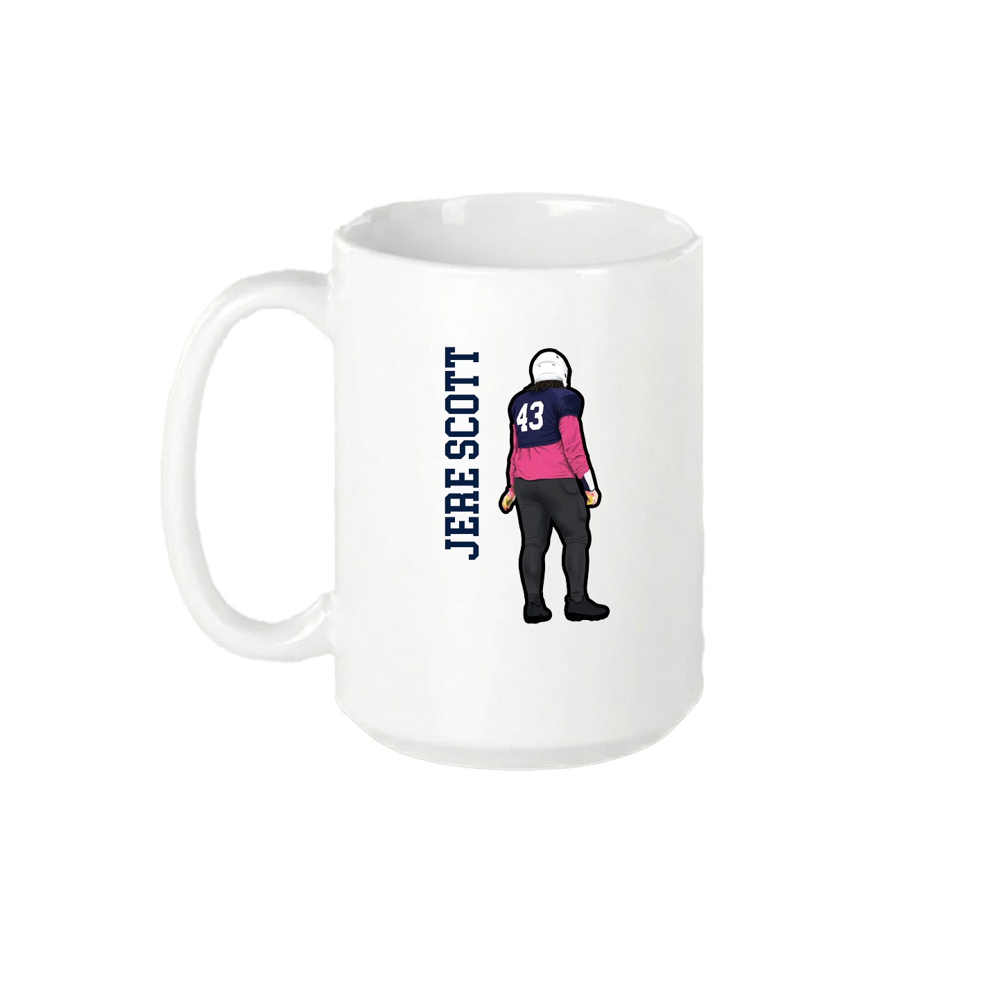 15oz Coffee Mug — Name Vertical in White