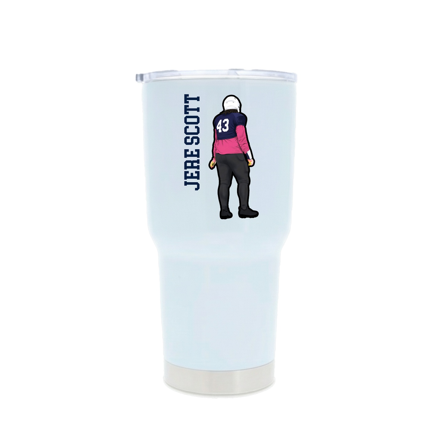 30oz Stainless Steel Tumbler — Name Vertical in White