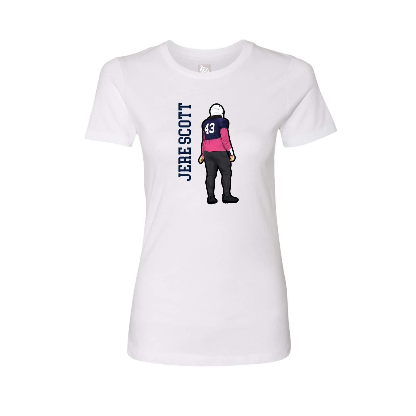 Fitted Women's Tee — Name Vertical in White