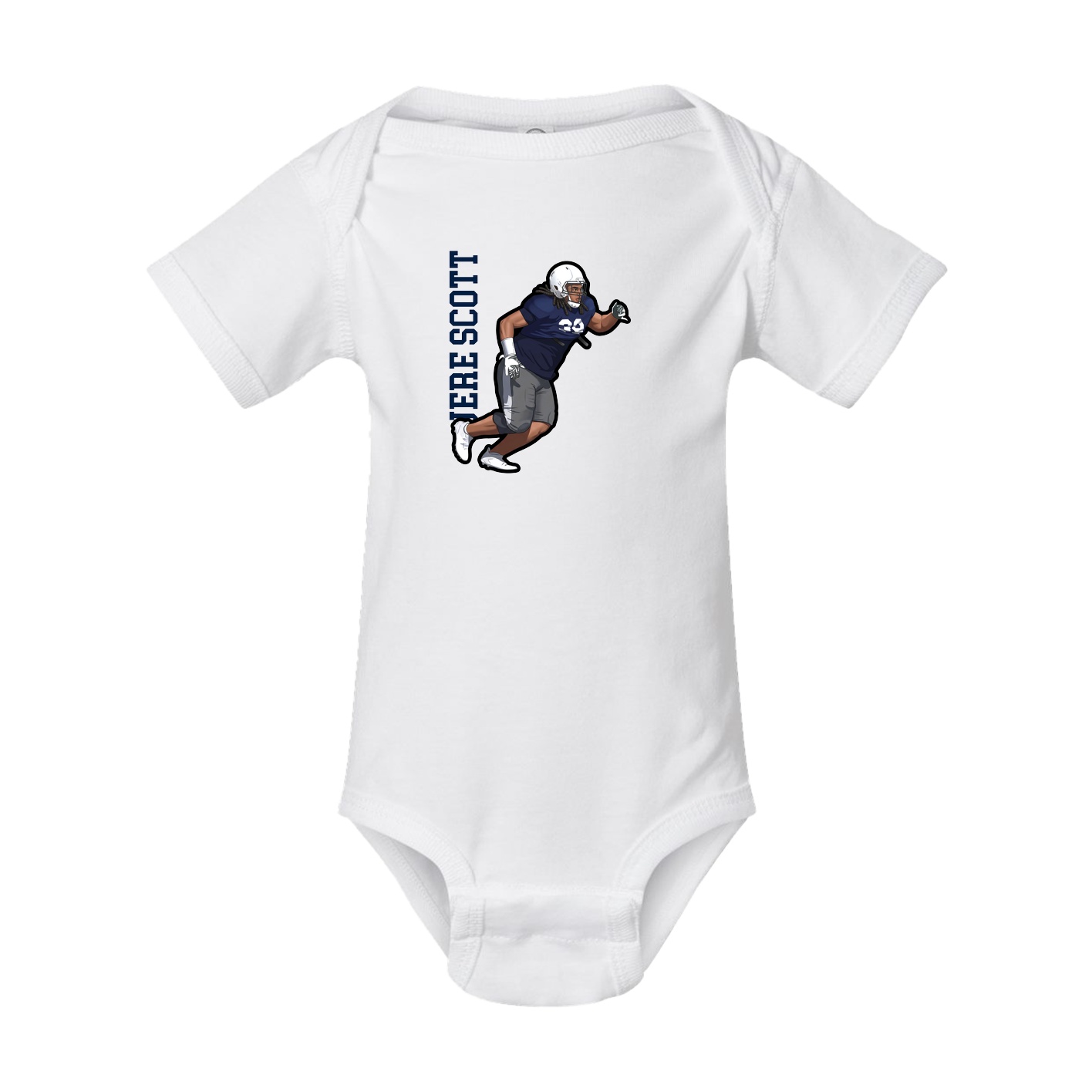 Baby Onesie — Name Vertical in White