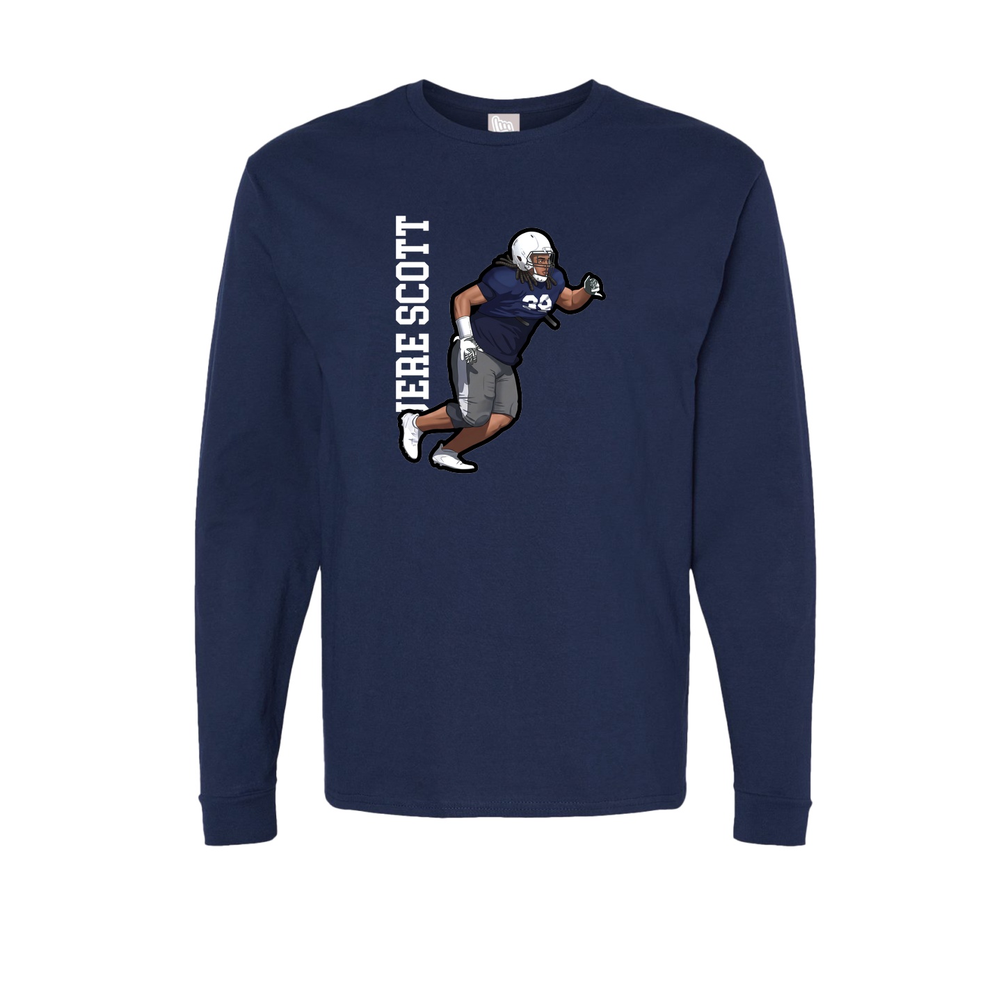 Long Sleeve Tee — Name Vertical in Navy