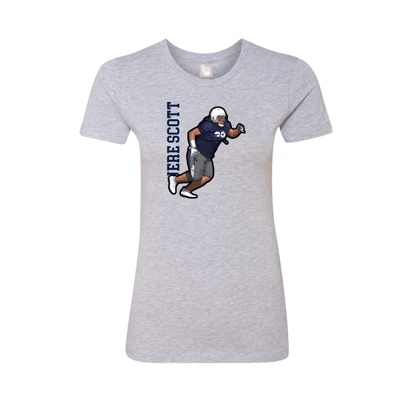 Fitted Women's Tee — Name Vertical in Grey