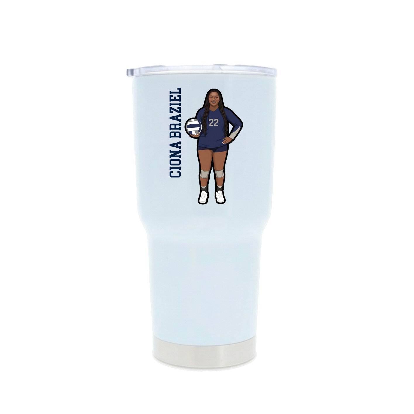 30oz Stainless Steel Tumbler — Name Vertical in White