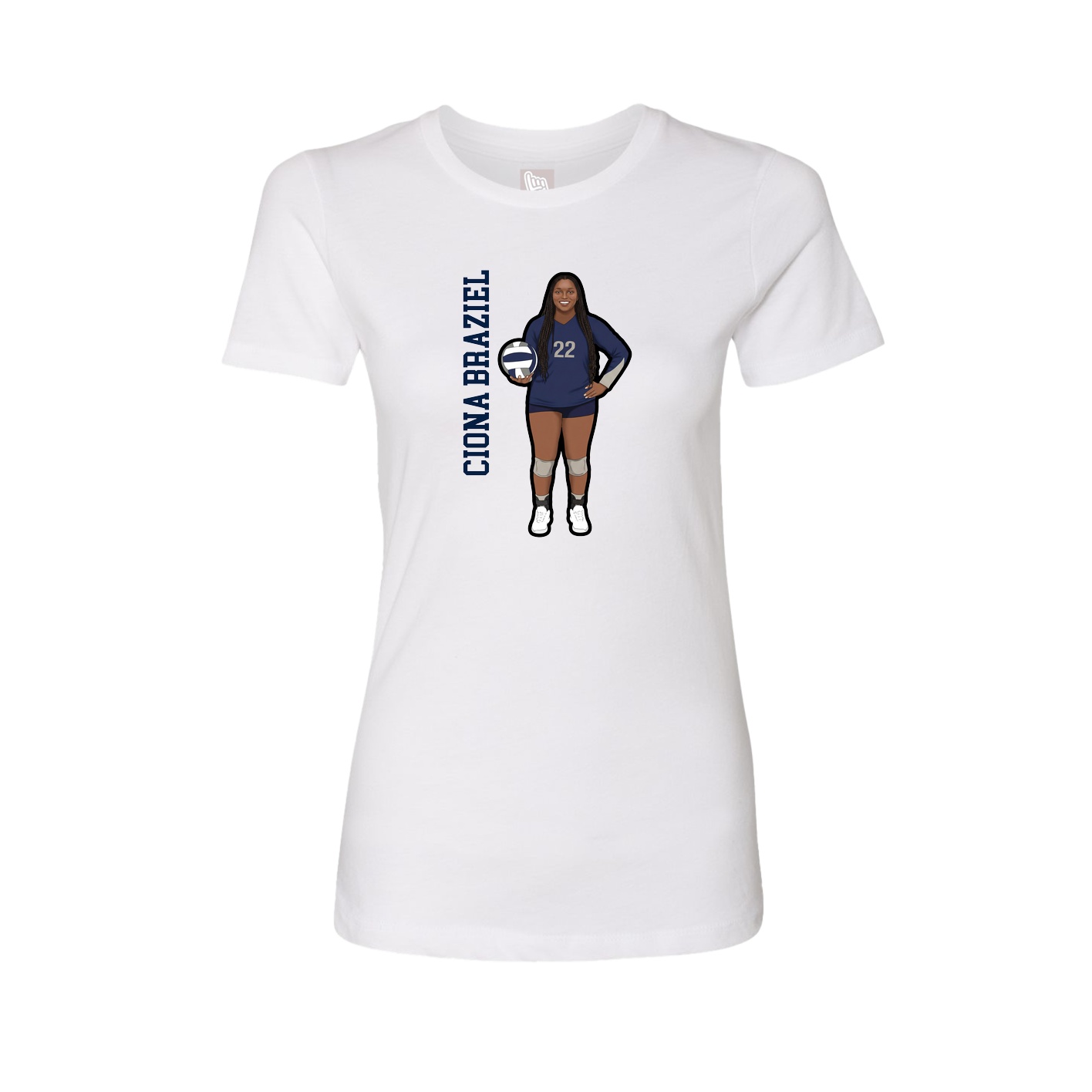 Fitted Women's Tee — Name Vertical in White