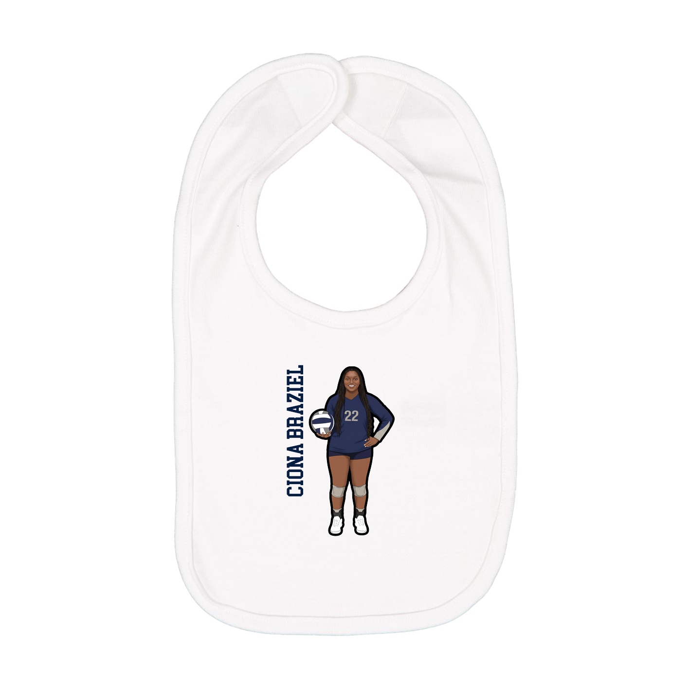 Infant Bib — Name Vertical in White