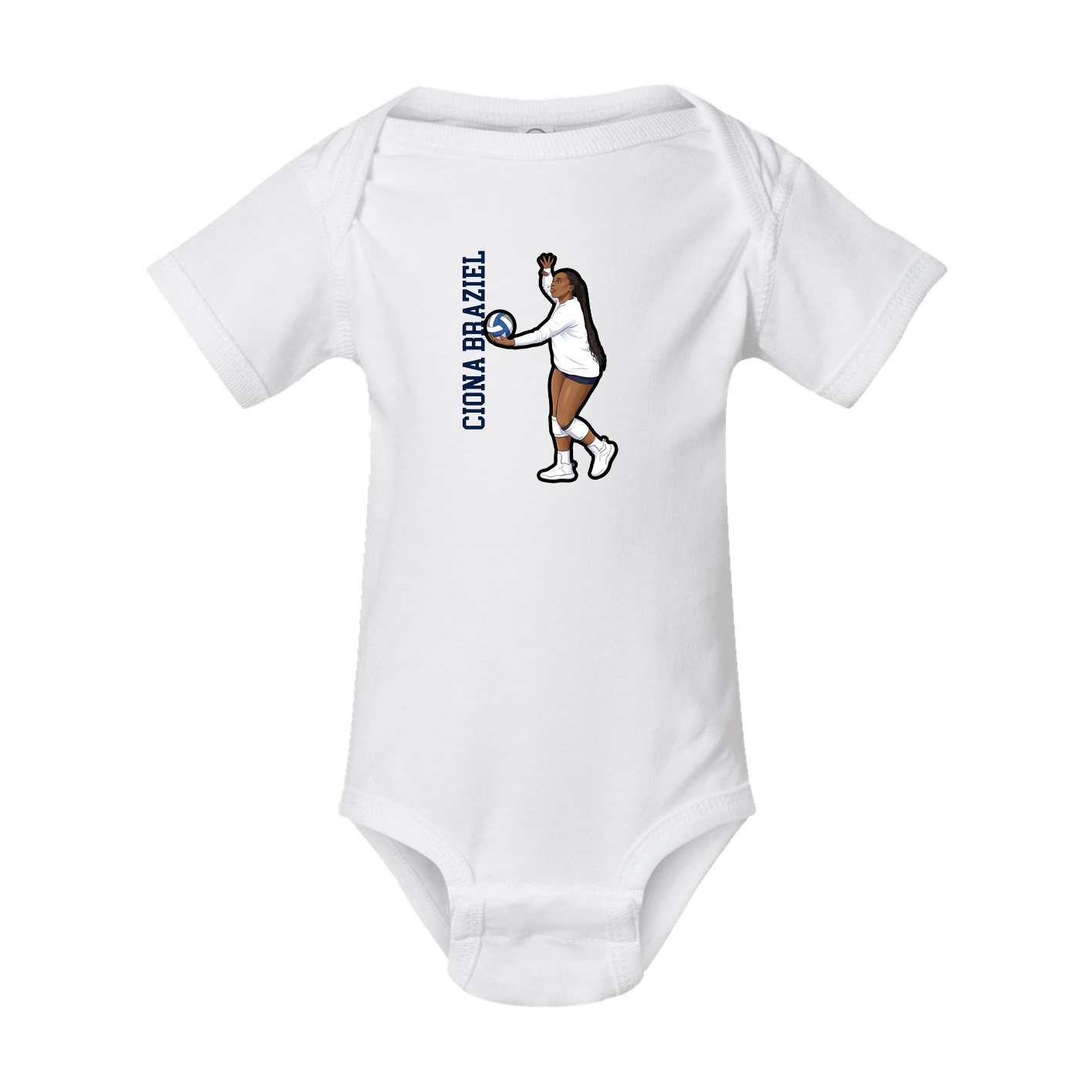 Baby Onesie — Name Vertical in White