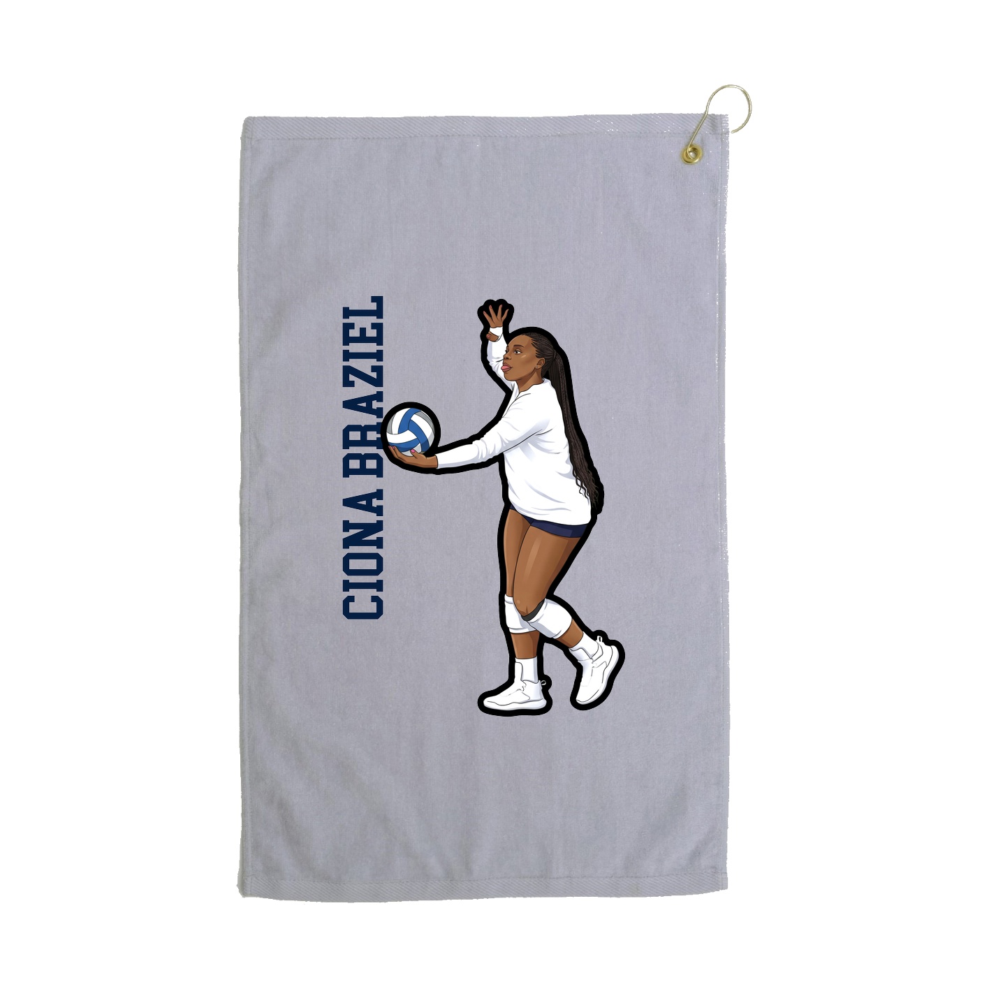 Golf Towel — Name Vertical in Grey
