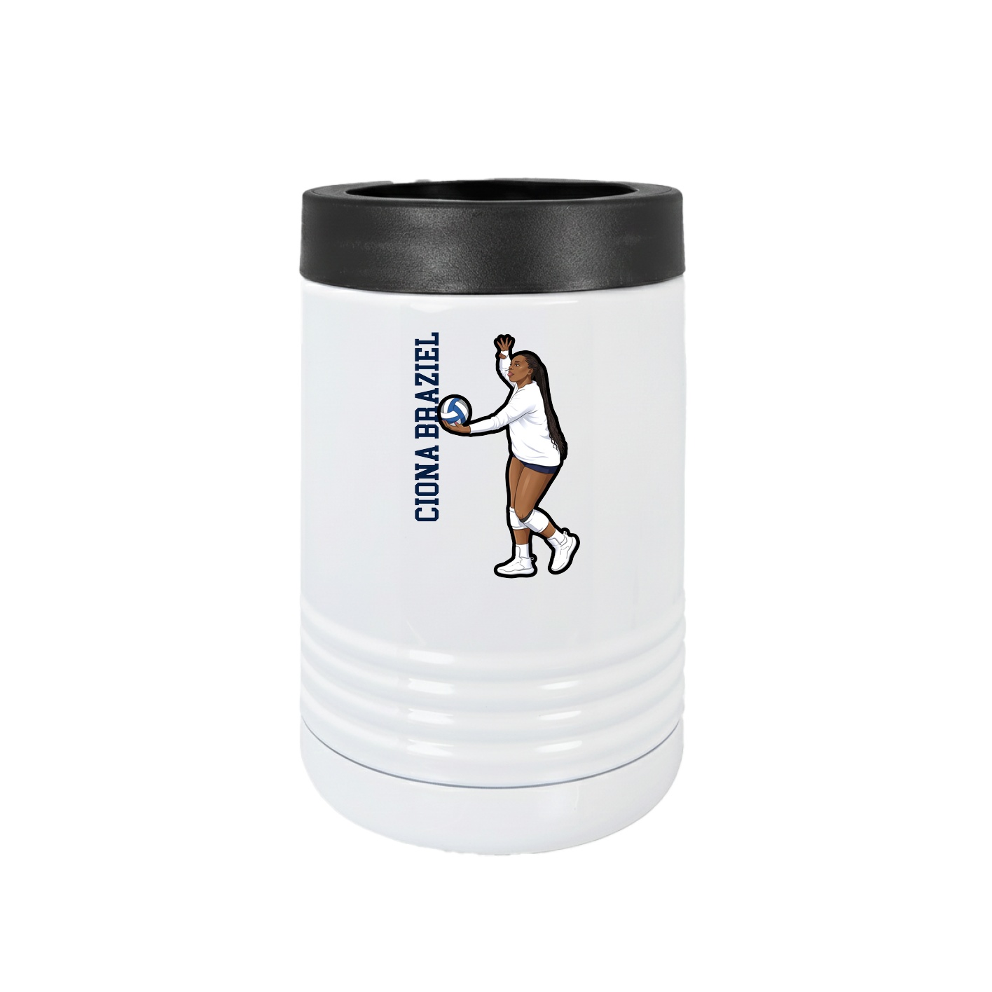 Beverage Holder — Name Vertical in White