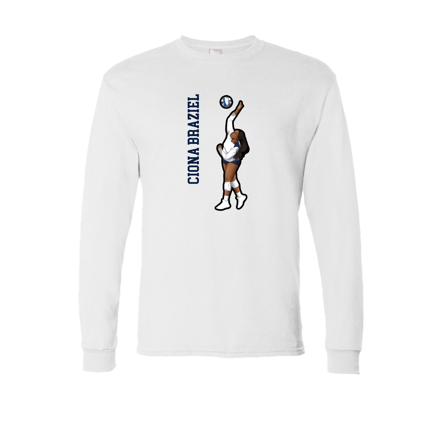 Long Sleeve Tee — Name Vertical in White