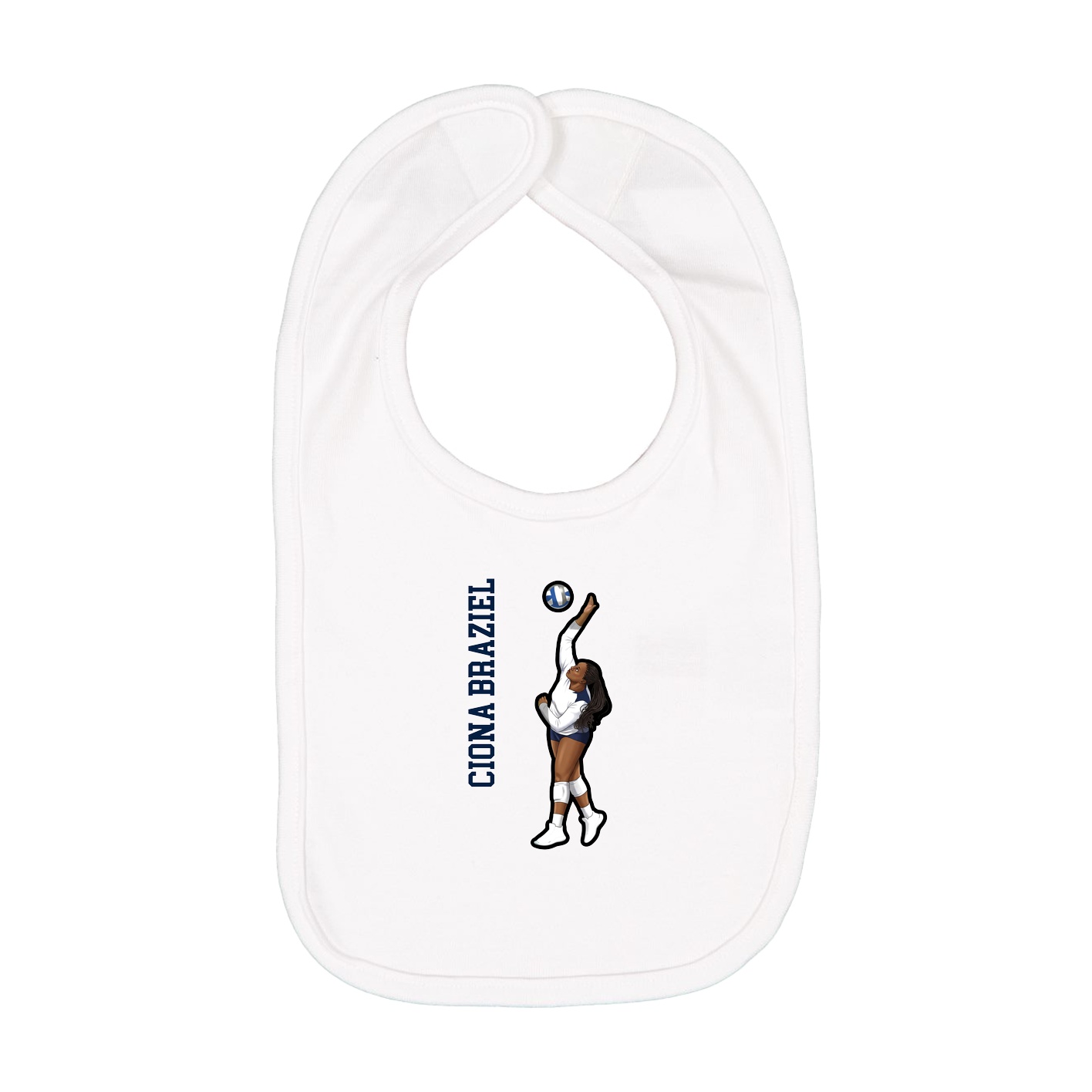 Infant Bib — Name Vertical in White