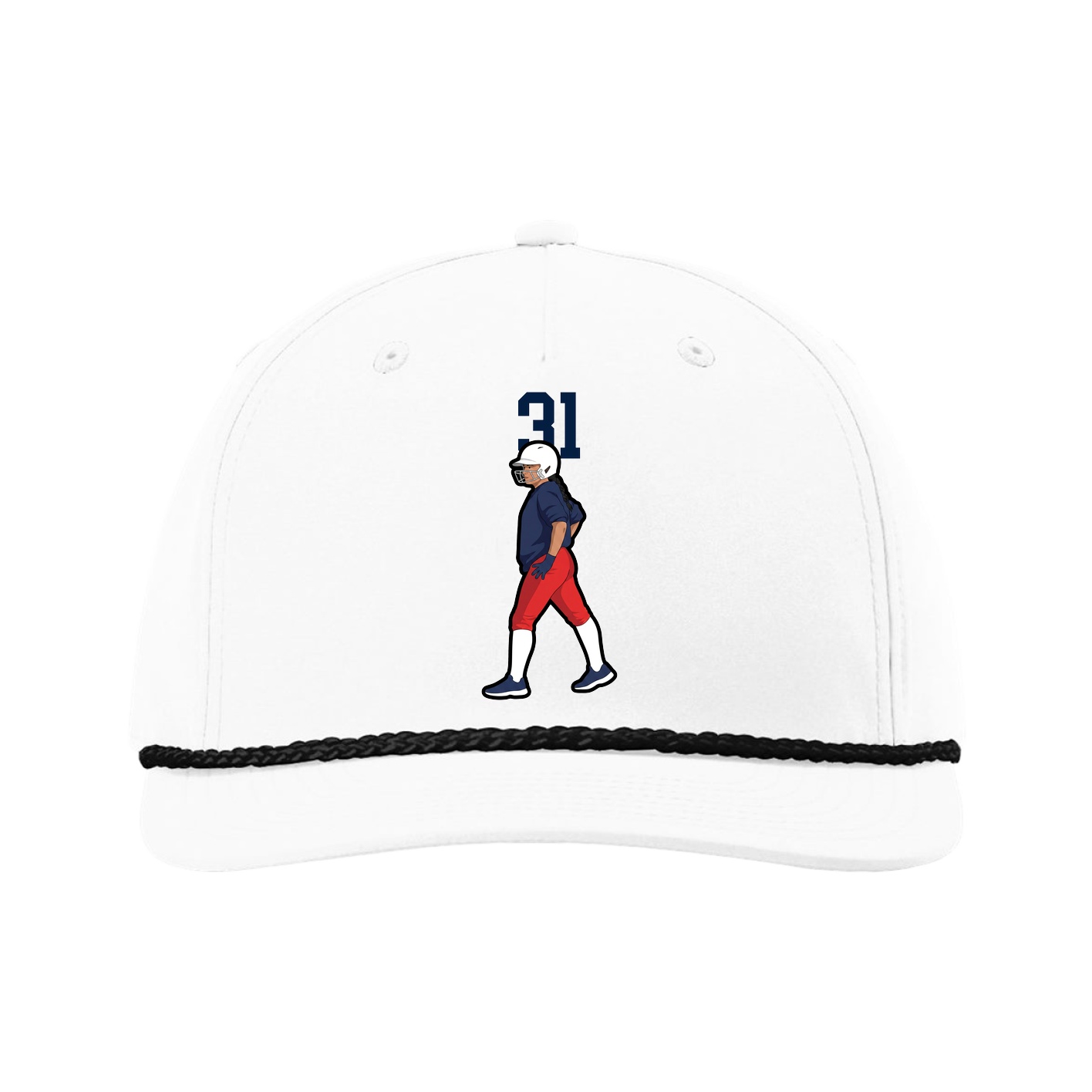 Five-Panel Classic Rope Cap — Number Top in White