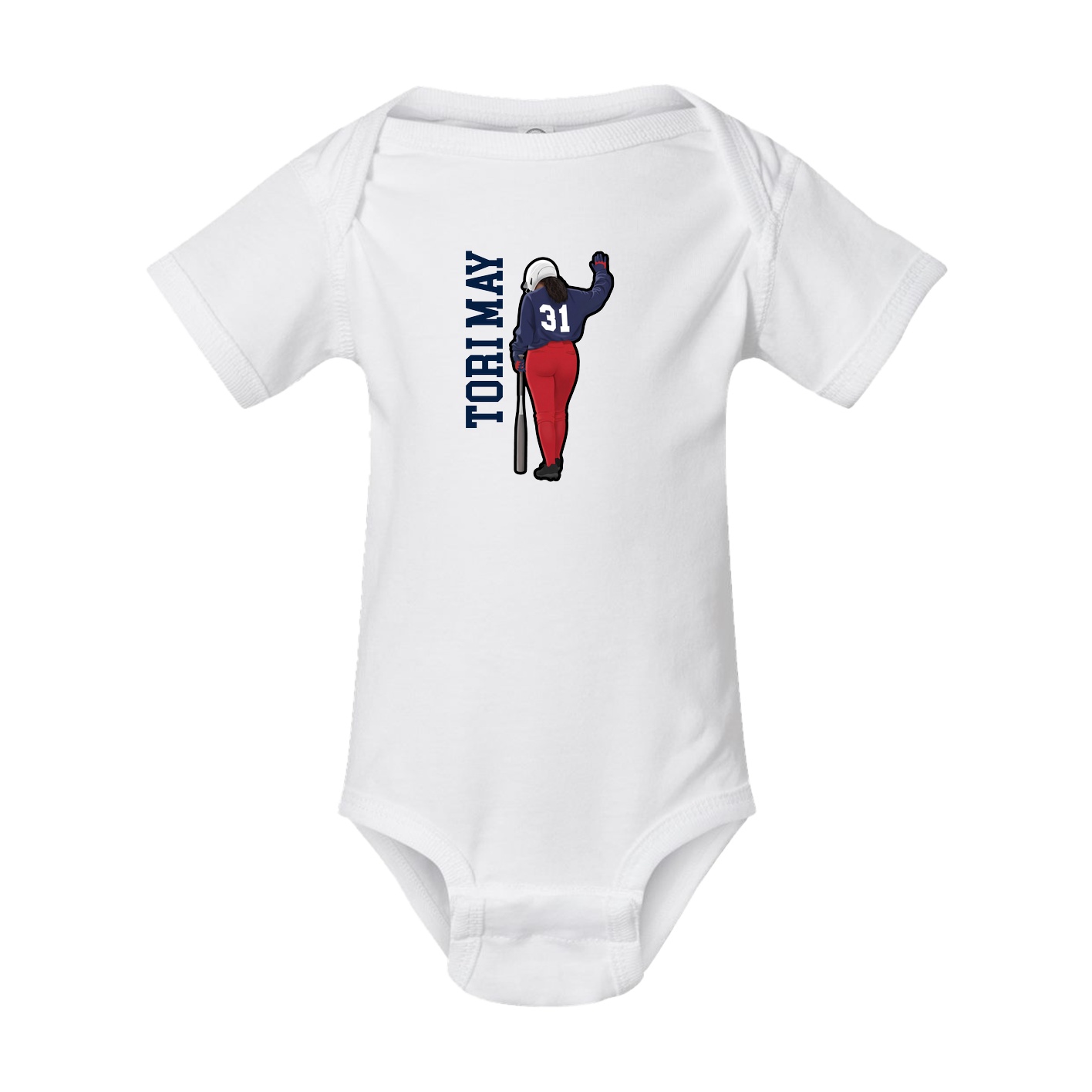 Baby Onesie — Name Vertical in White