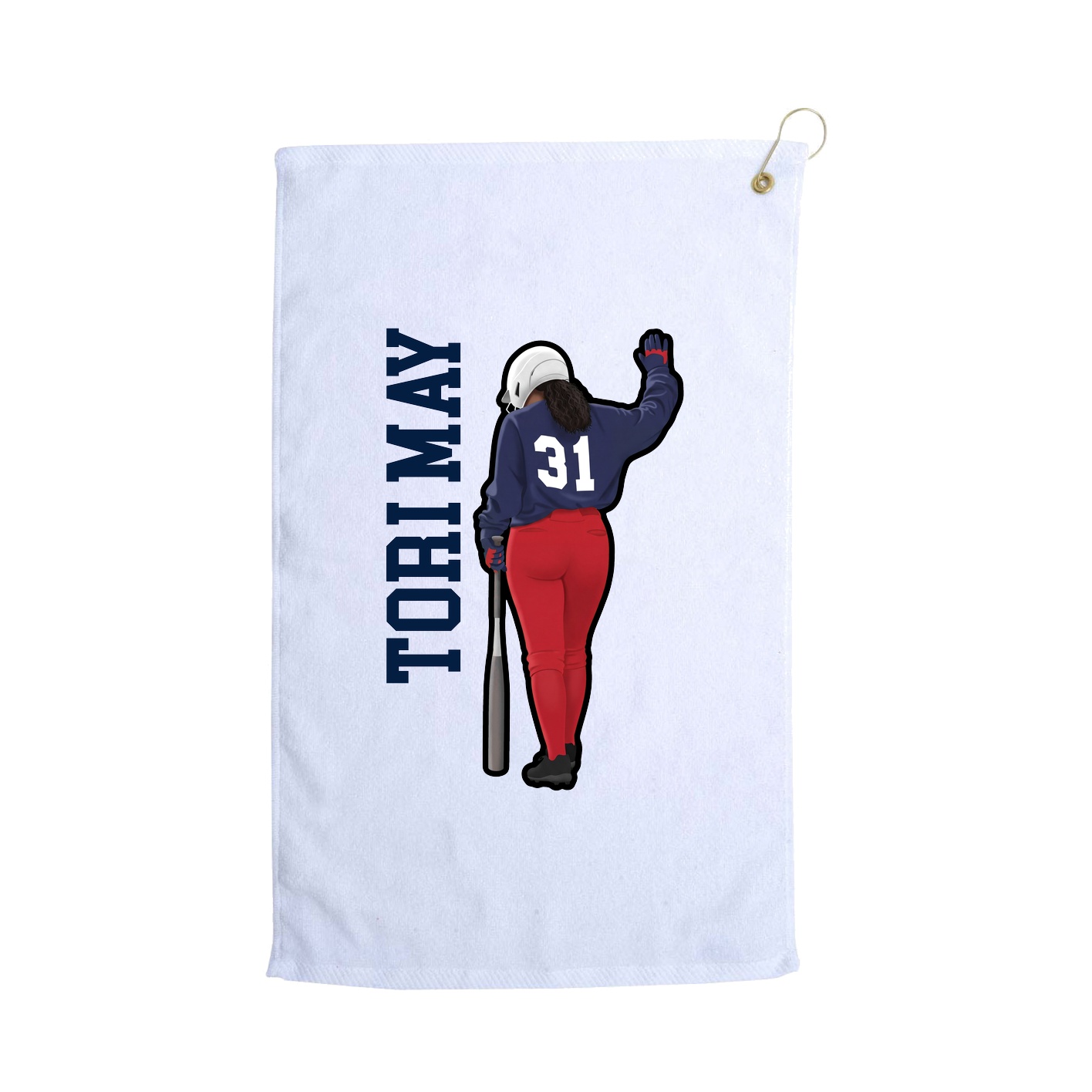Golf Towel — Name Vertical in White
