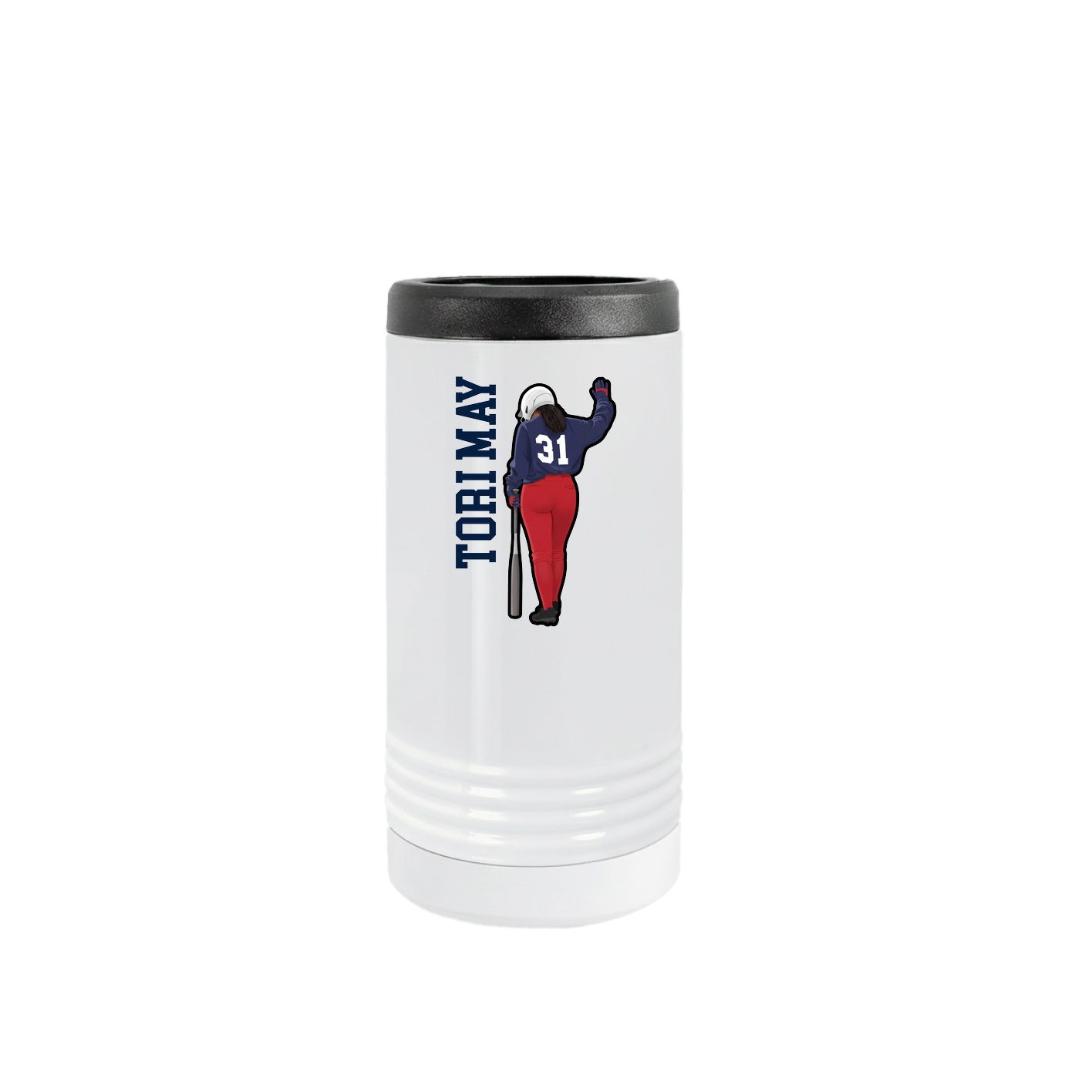 Slim Beverage Holder — Name Vertical in White