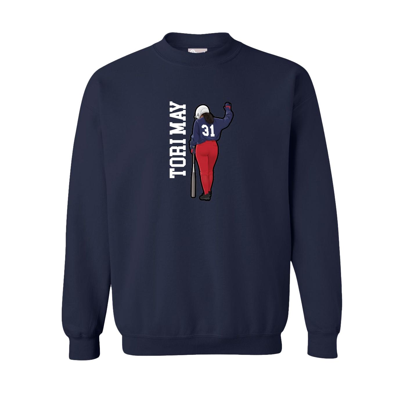 Fleece Crew — Name Vertical in Navy