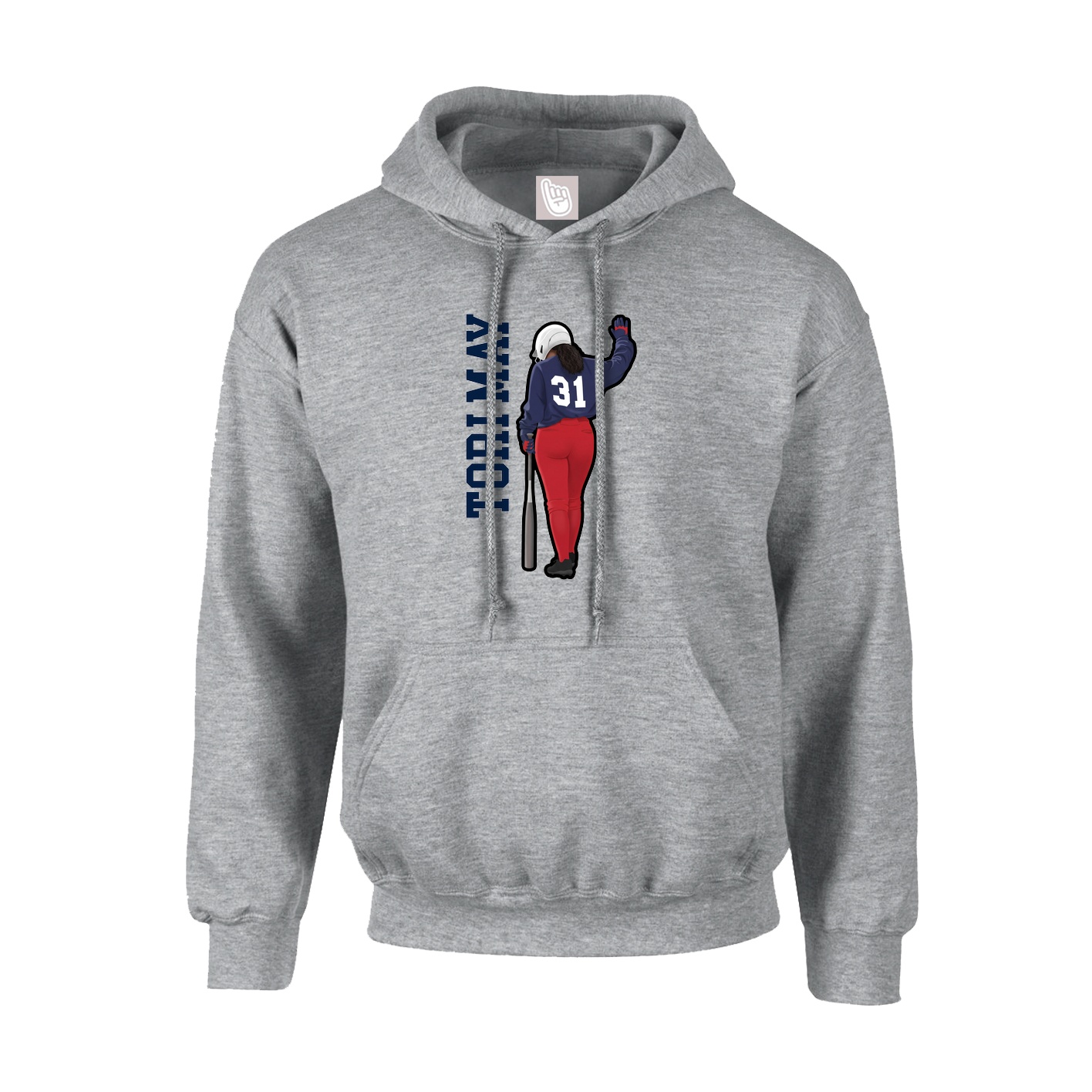 Youth Hoodie — Name Vertical in Grey