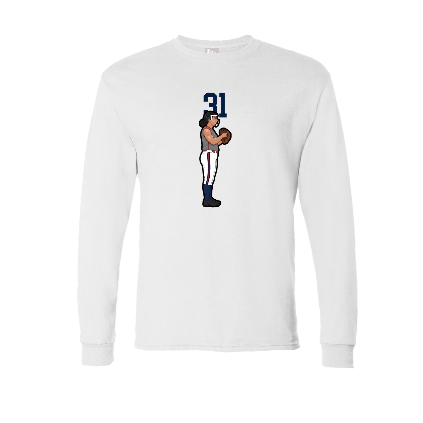 Long Sleeve Tee — Number Top in White