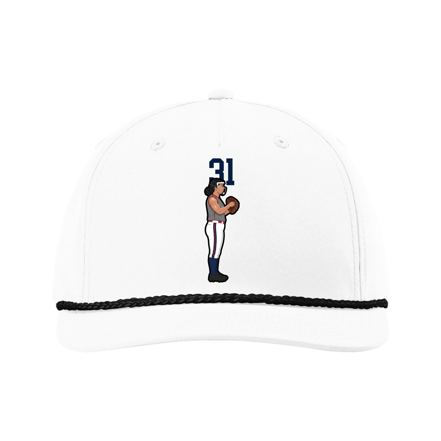 Five-Panel Classic Rope Cap — Number Top in White