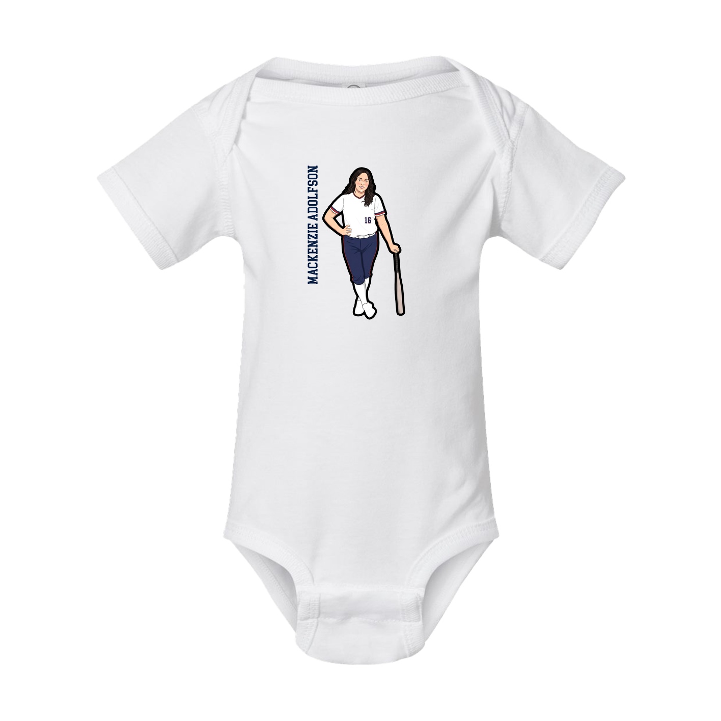 Baby Onesie — Name Vertical in White