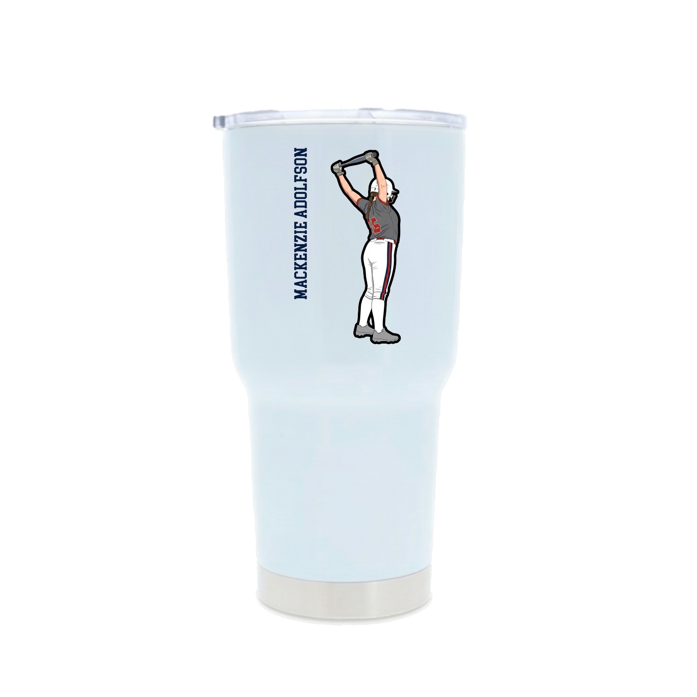 30oz Stainless Steel Tumbler — Name Vertical in White