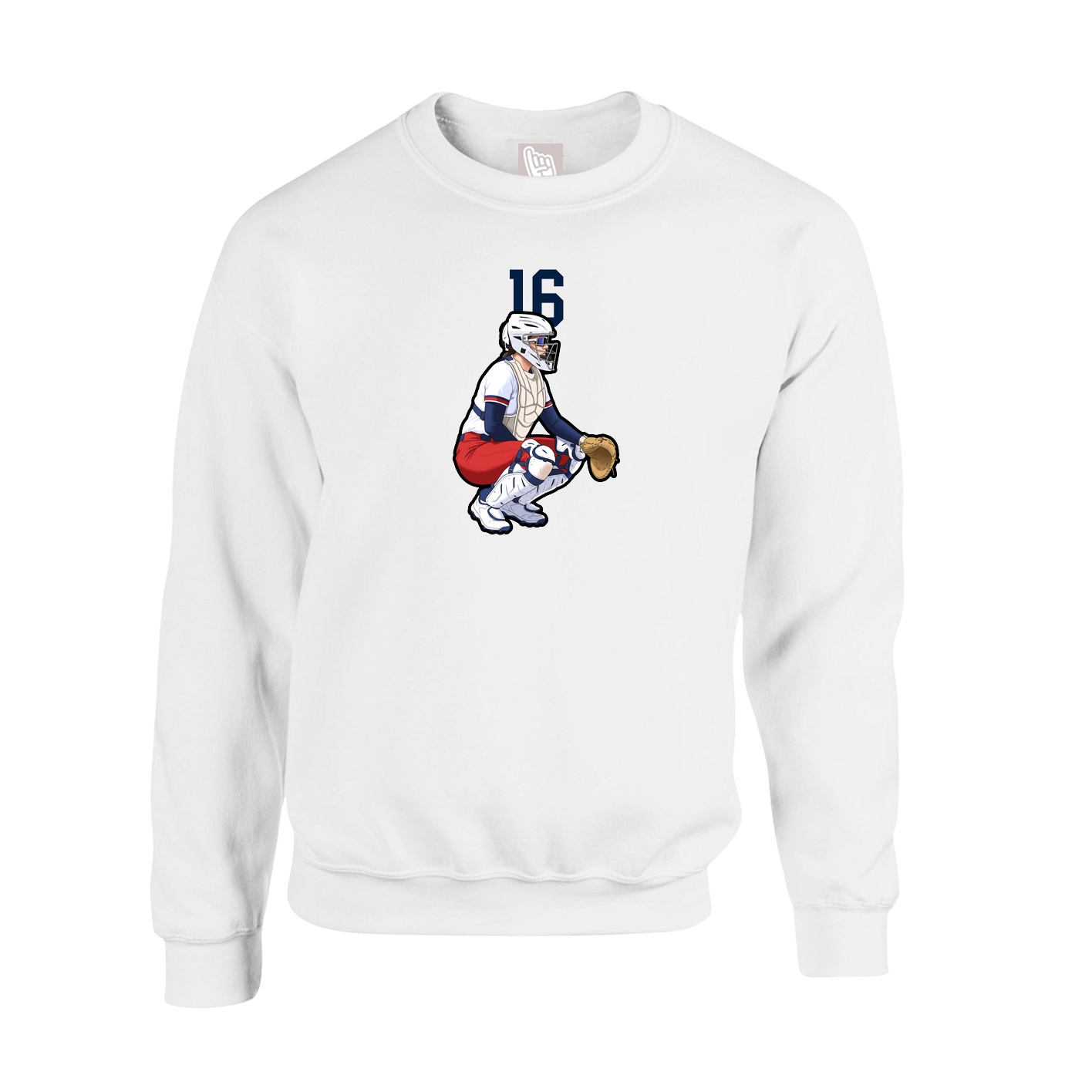 Fleece Crew — Number Top in White
