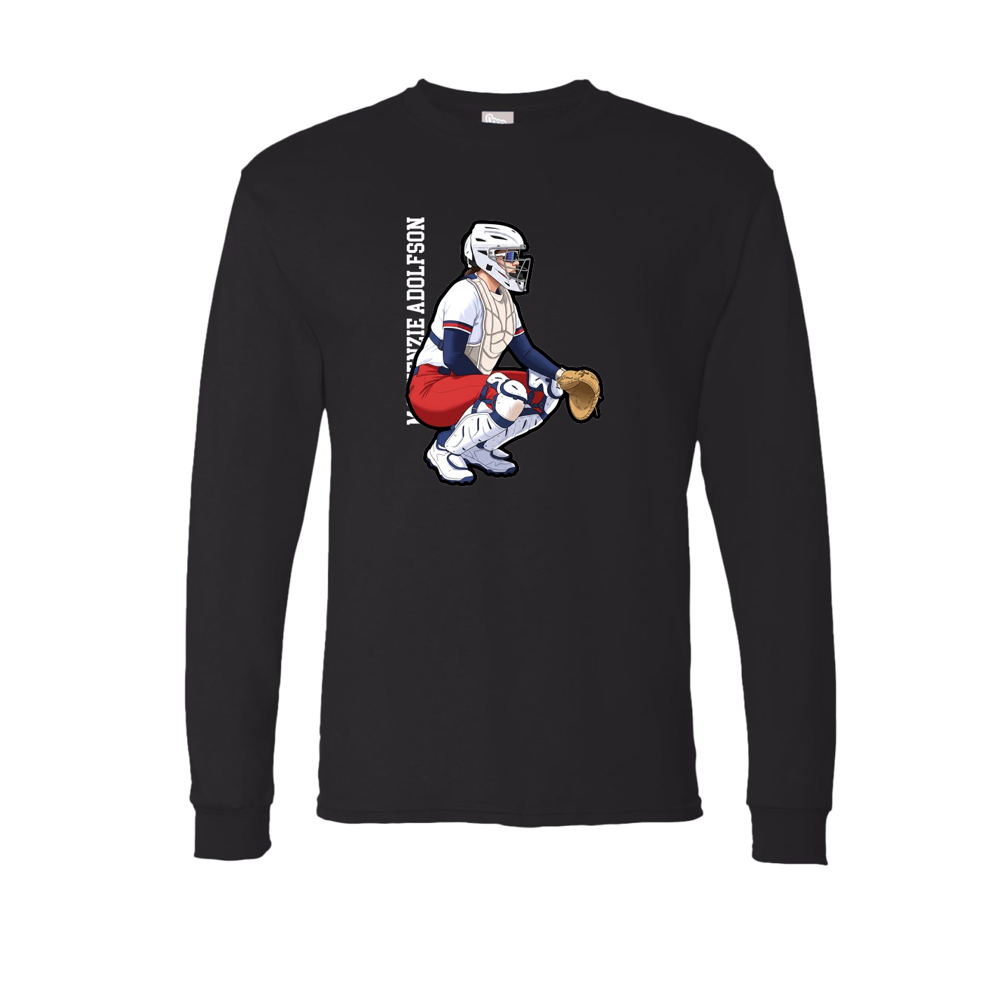 Long Sleeve Tee — Name Vertical in Black