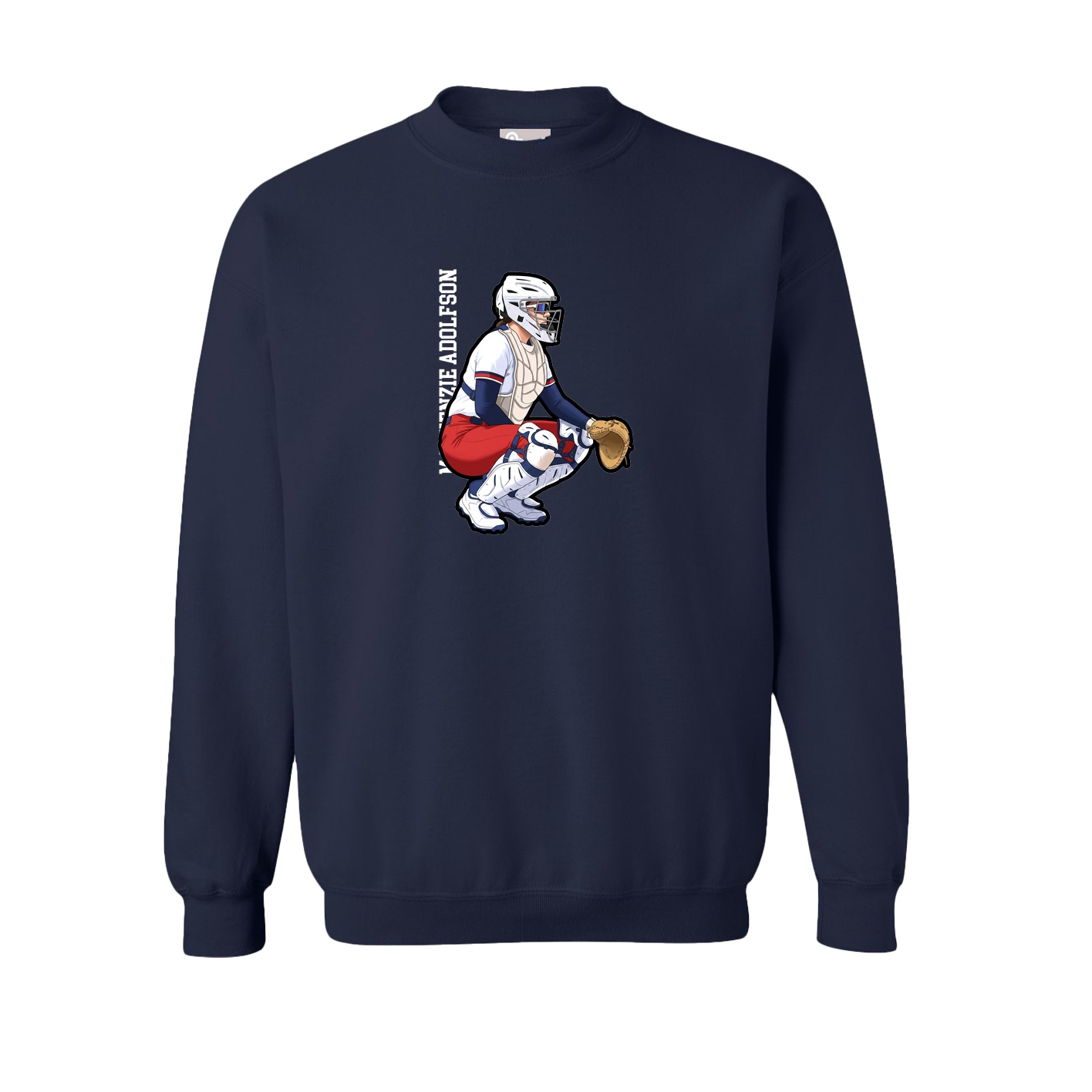 Fleece Crew — Name Vertical in Navy